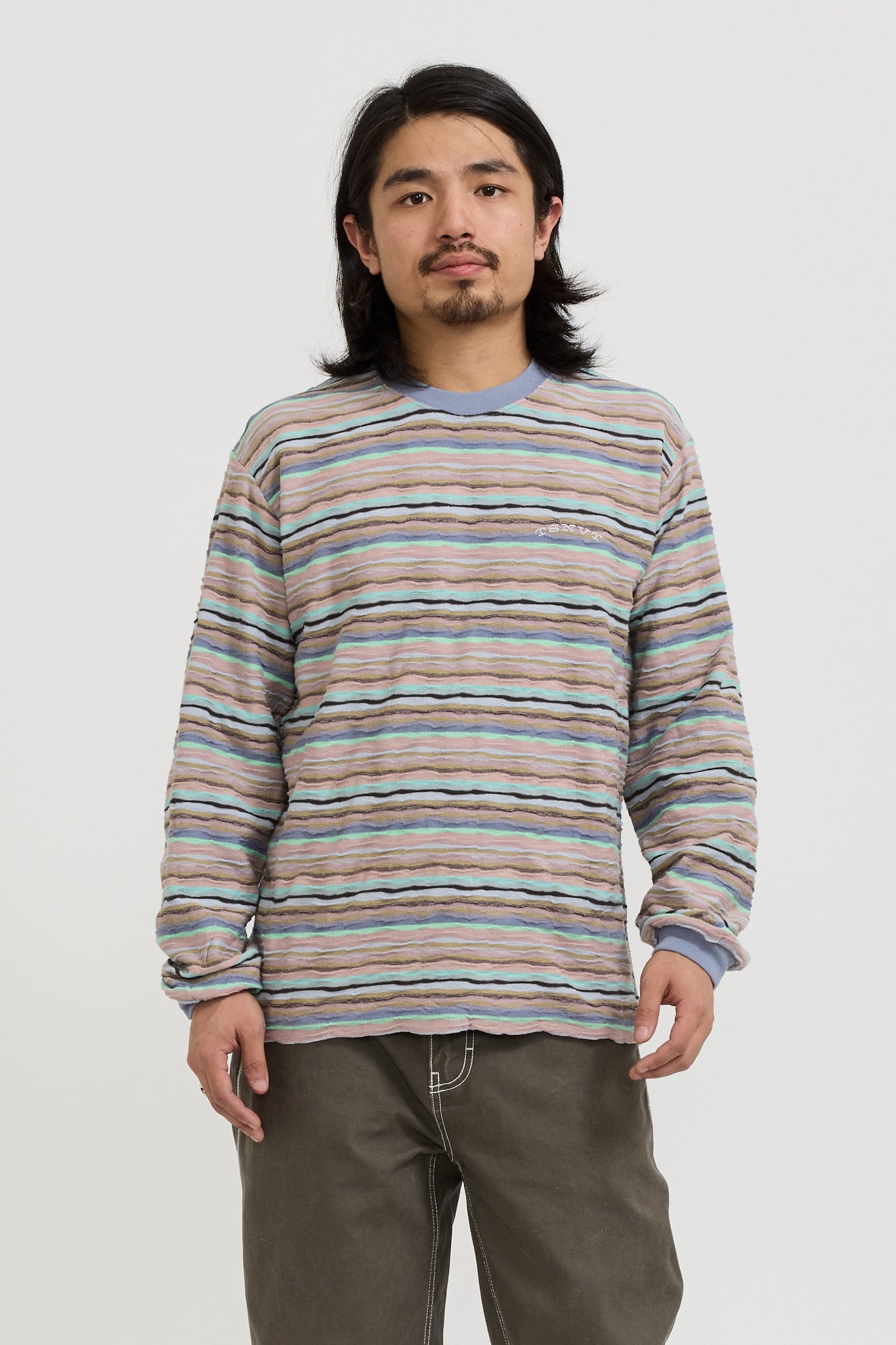 Wave Jacquard L/S Tee Pale Peach