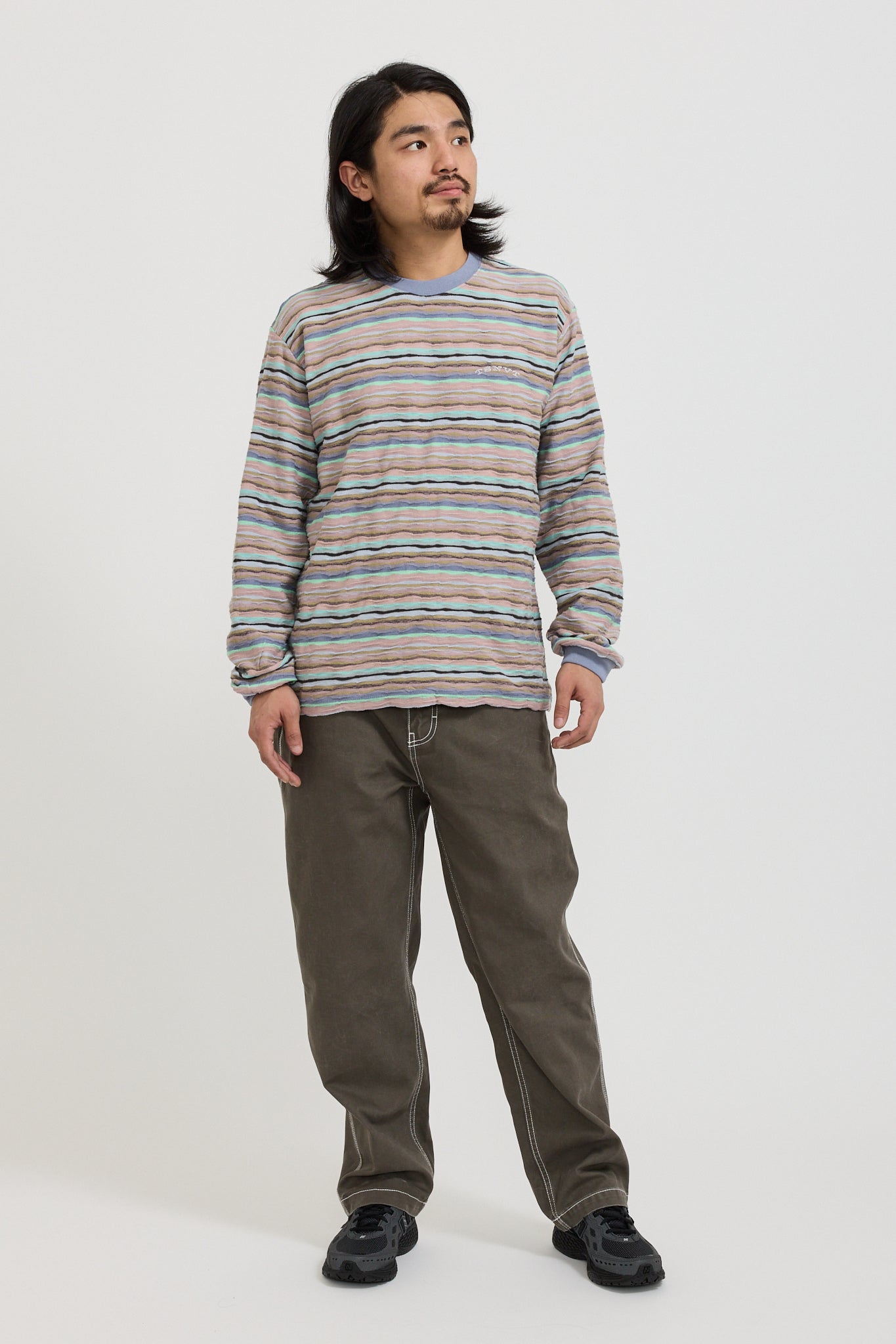 Wave Jacquard L/S Tee Pale Peach