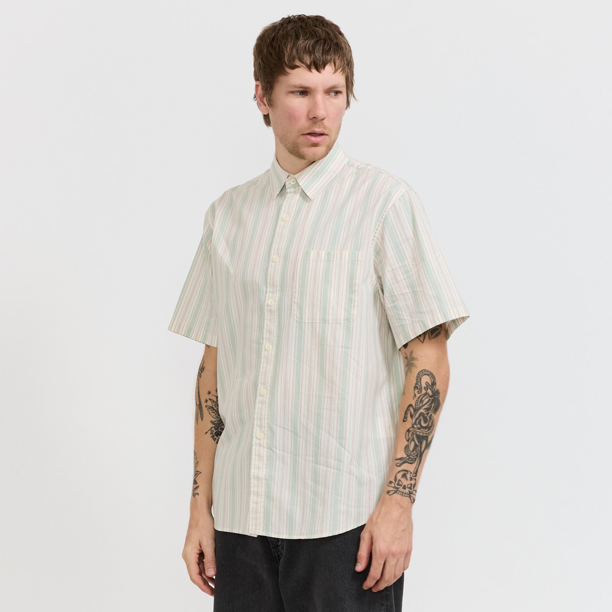 Striped S/S Shirt Green