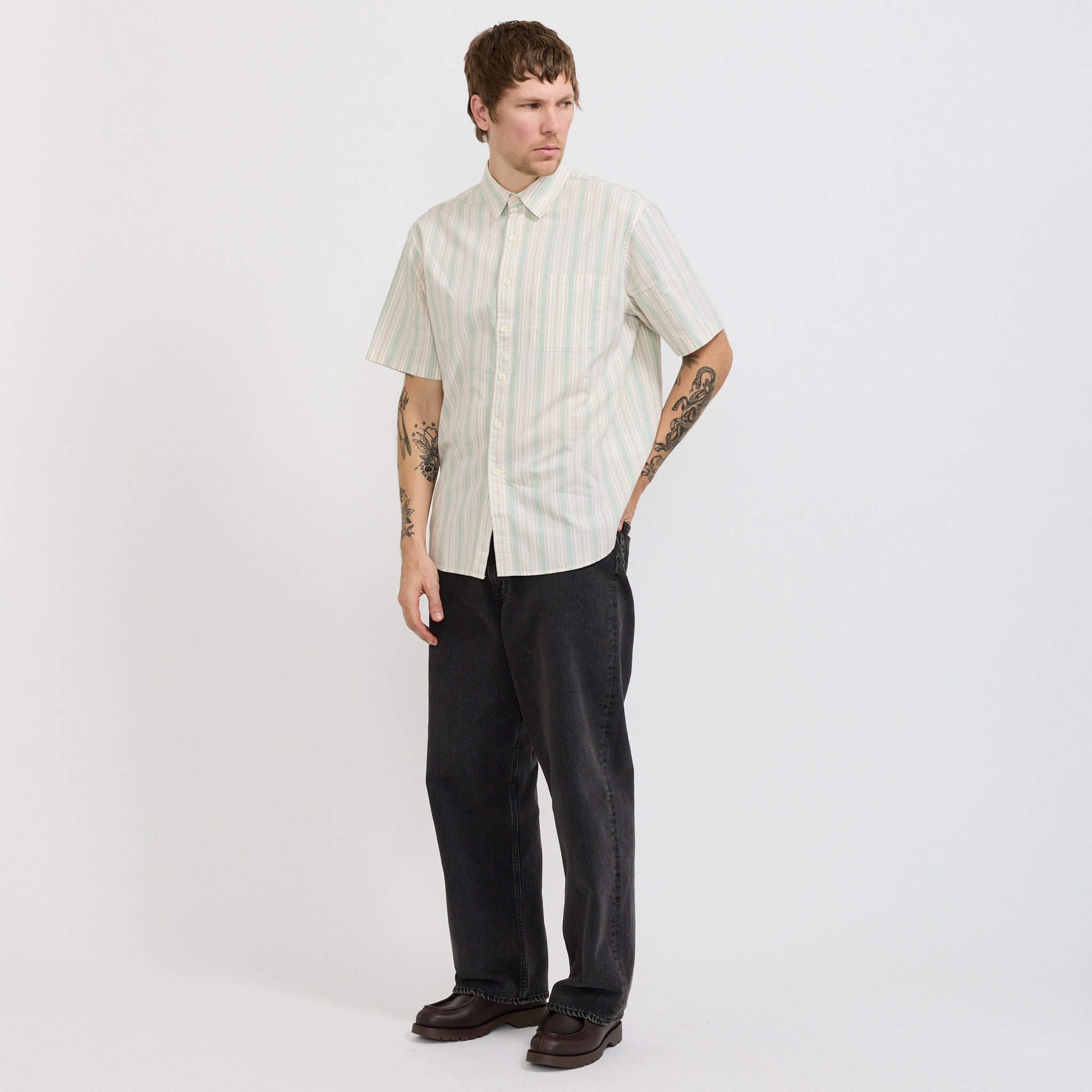 Striped S/S Shirt Green