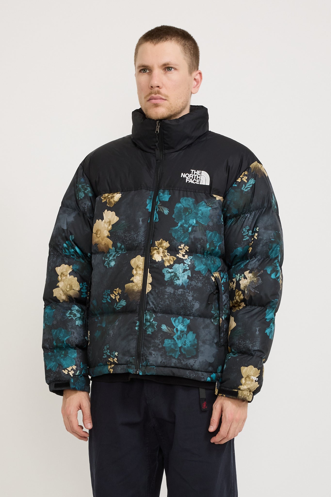 1996 Retro Nuptse Jacket Duck Green Flower/TNF Black