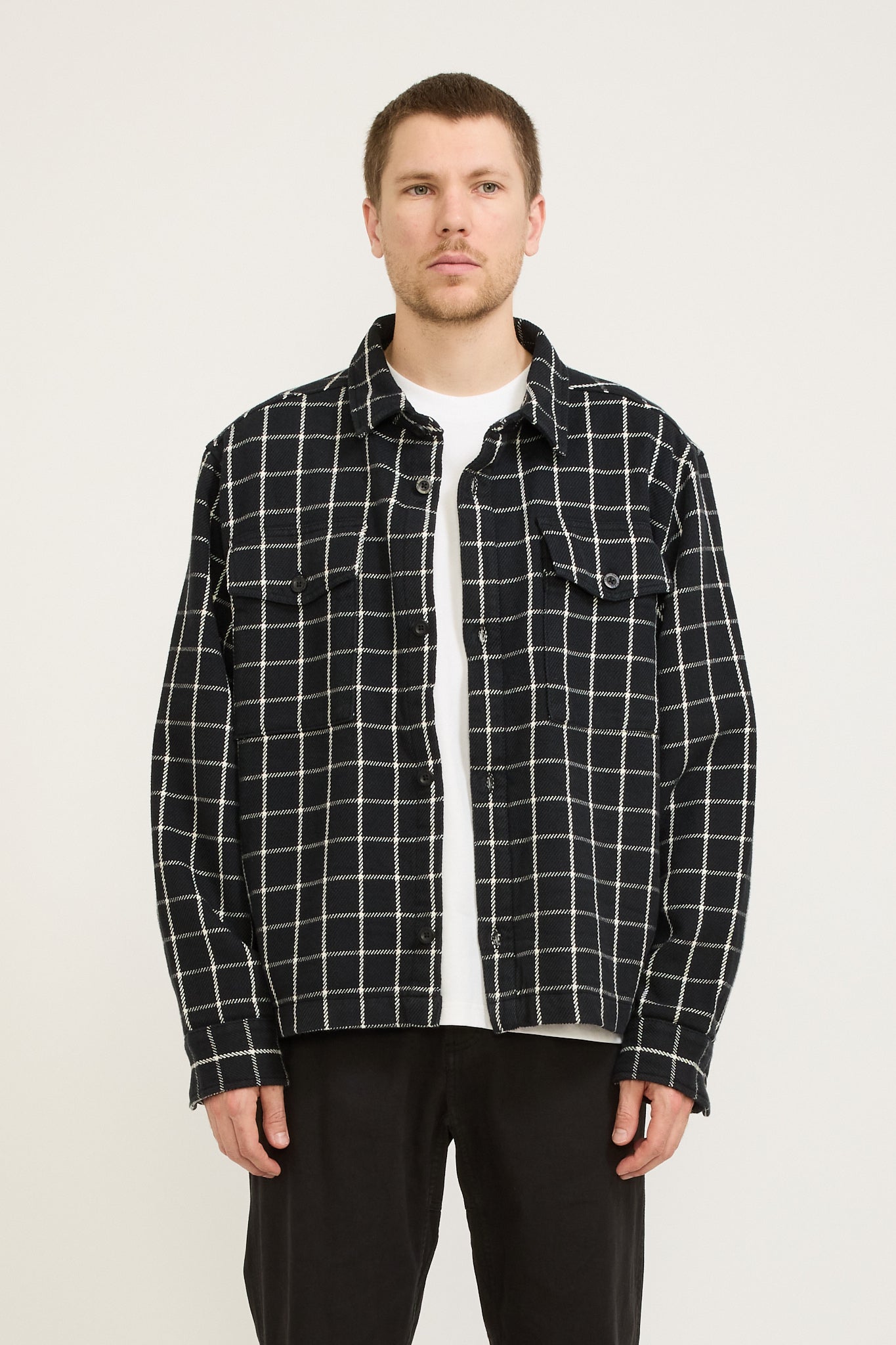 The North Face | Valley Twill Utility Shacket Black Grid | Maplestore