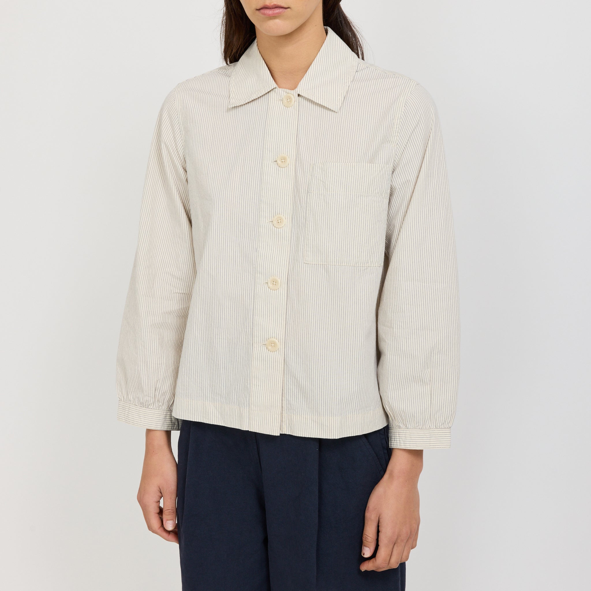 Baya Patch Pocket Stripe Organic Cotton Shirt Sunwashed Blue