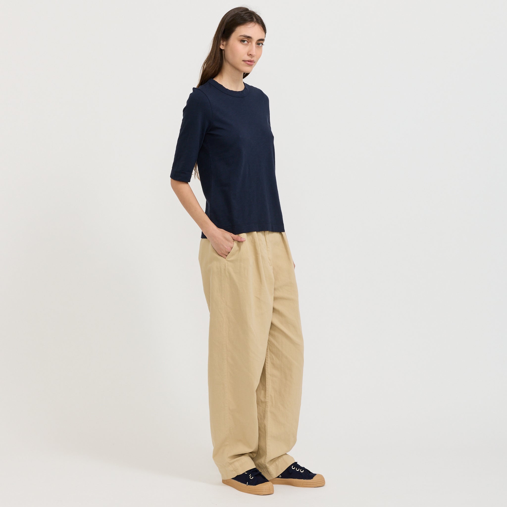 Cleo Garment Dyed Cotton Tee Indigo