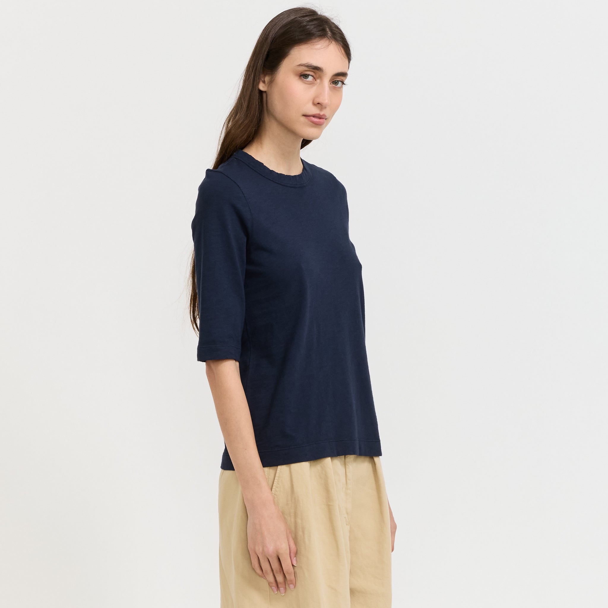 Cleo Garment Dyed Cotton Tee Indigo