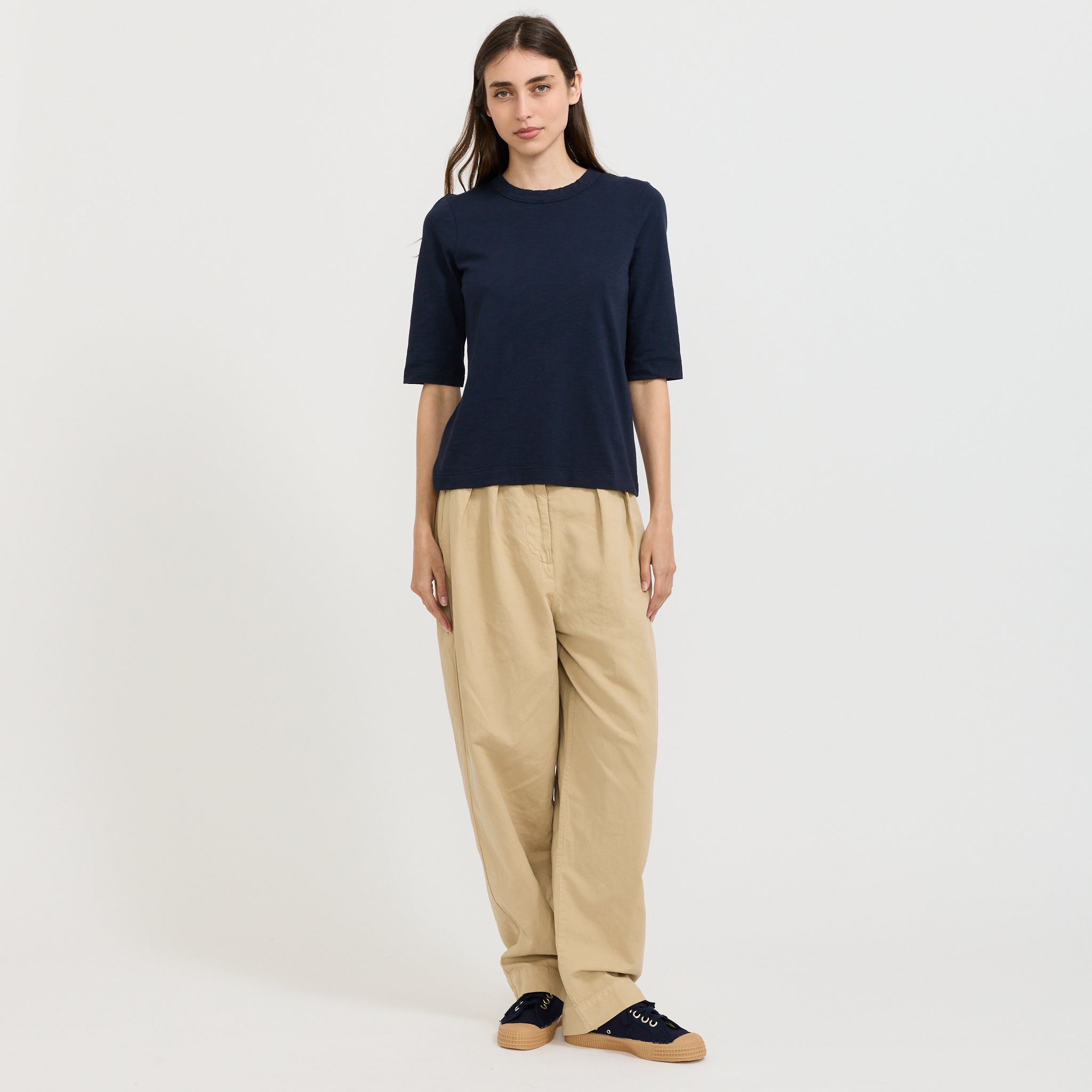 Cleo Garment Dyed Cotton Tee Indigo