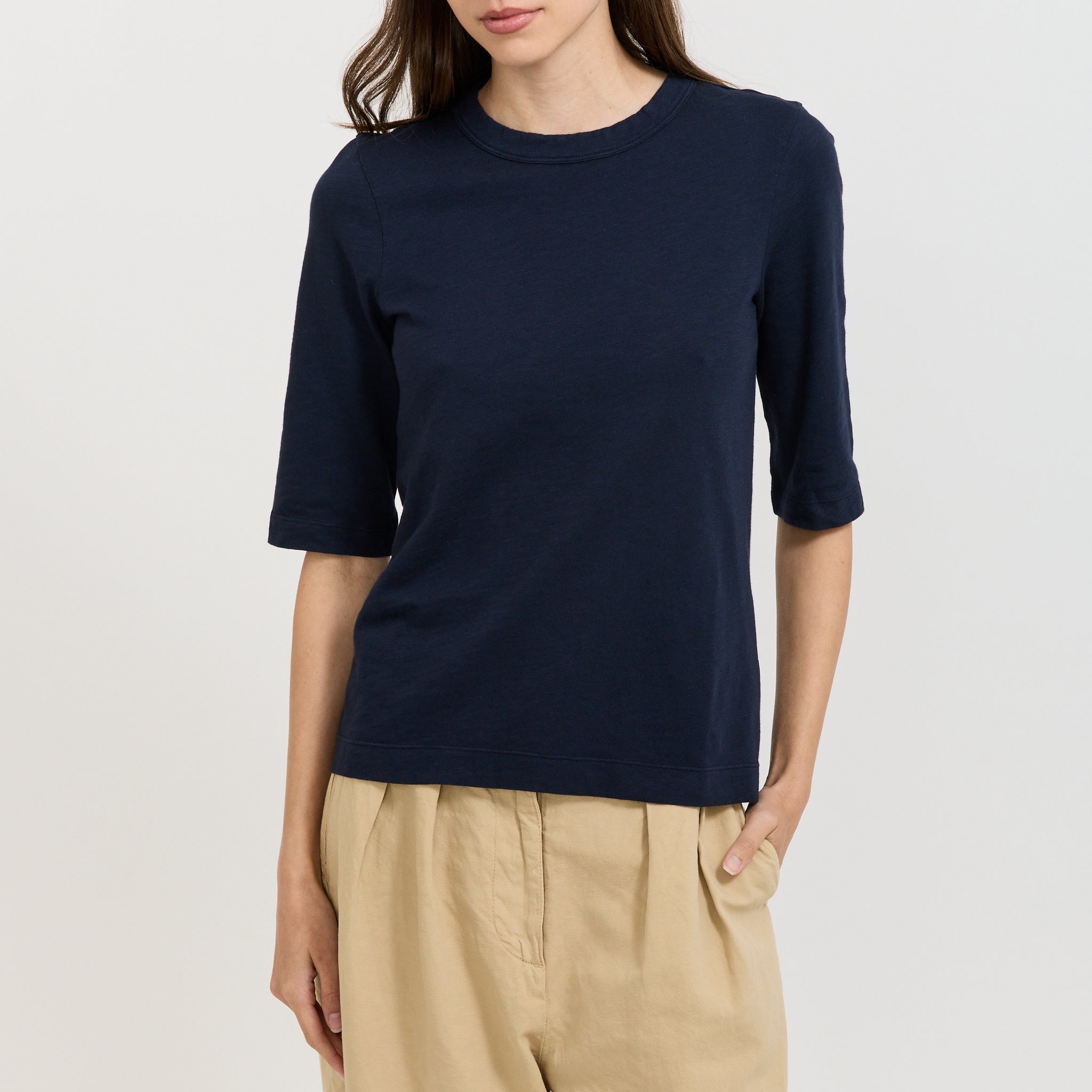 Cleo Garment Dyed Cotton Tee Indigo