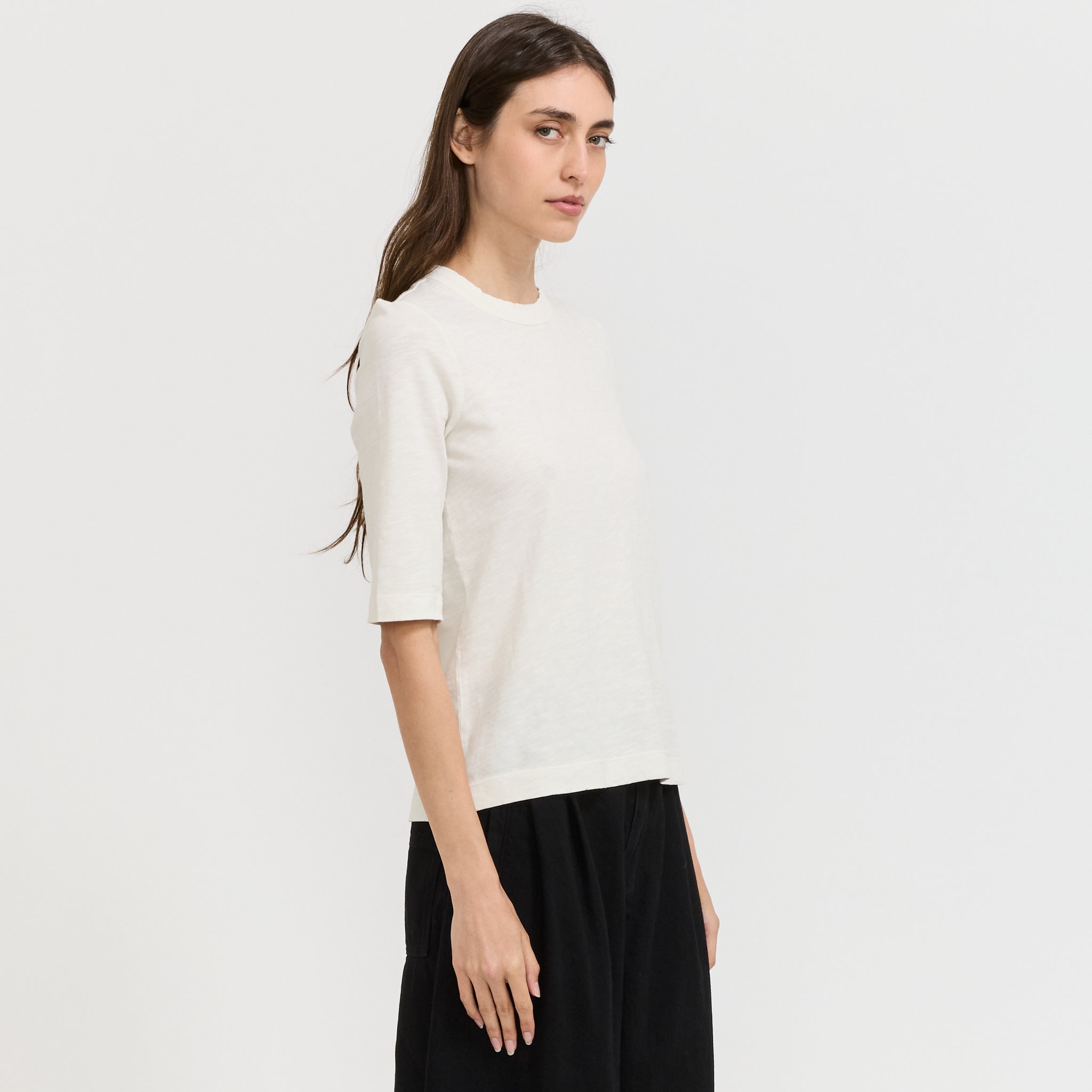 Cleo Garment Dyed Cotton Tee Chalk