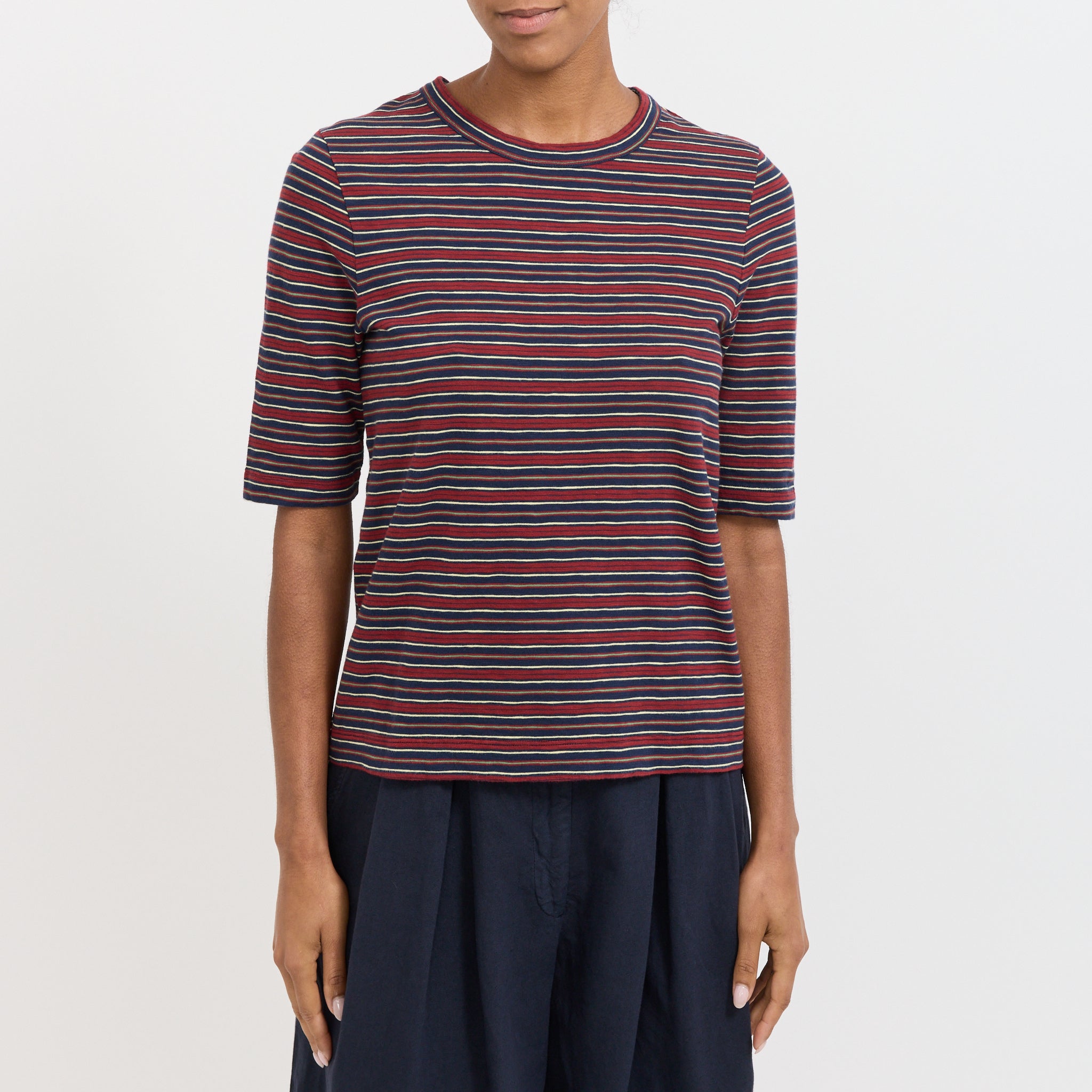 Toast | Cleo Stripe Cotton Tee Provencal Blue/Multi | Maplestore