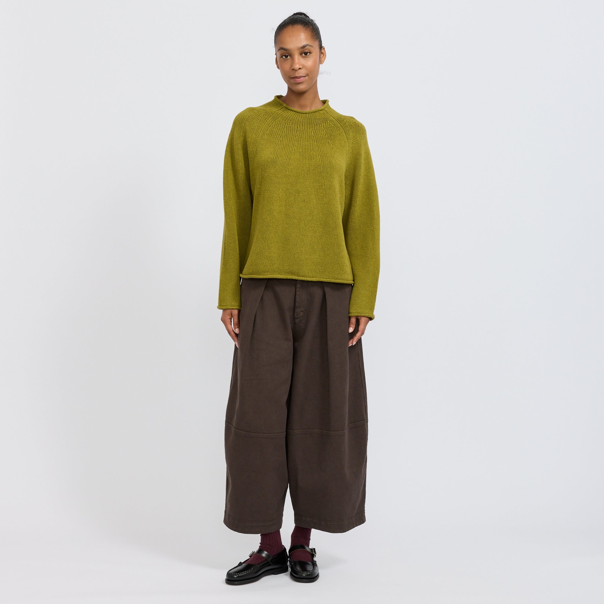 Organic Cotton Linen Easy Sweater Olivine