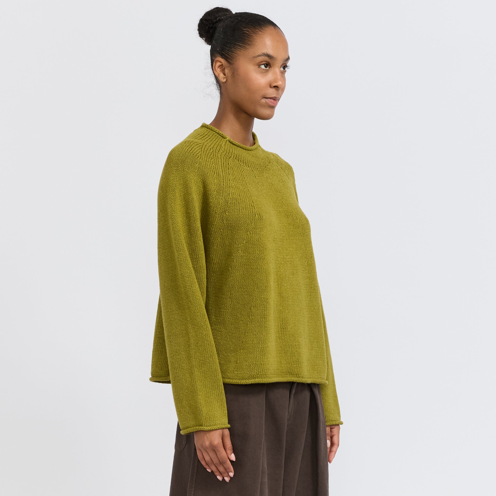 Organic Cotton Linen Easy Sweater Olivine