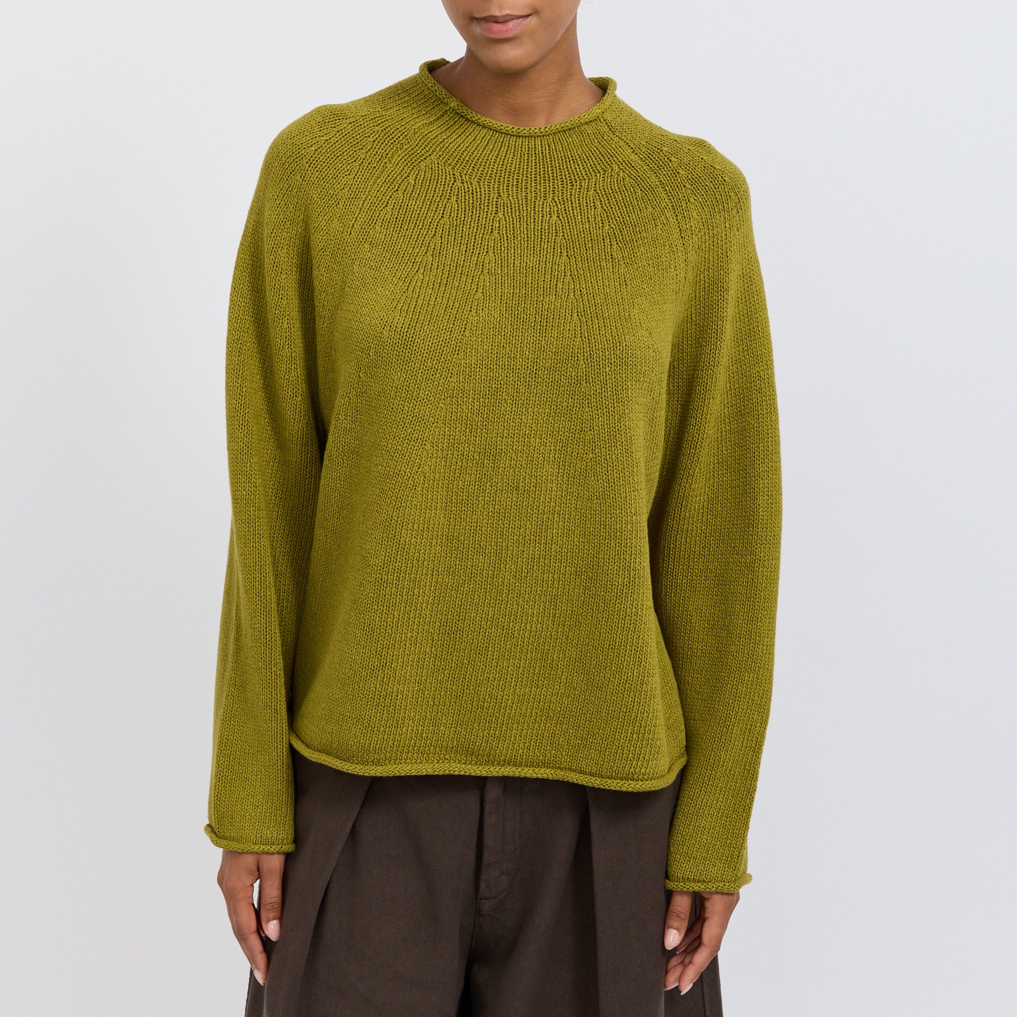 Organic Cotton Linen Easy Sweater Olivine