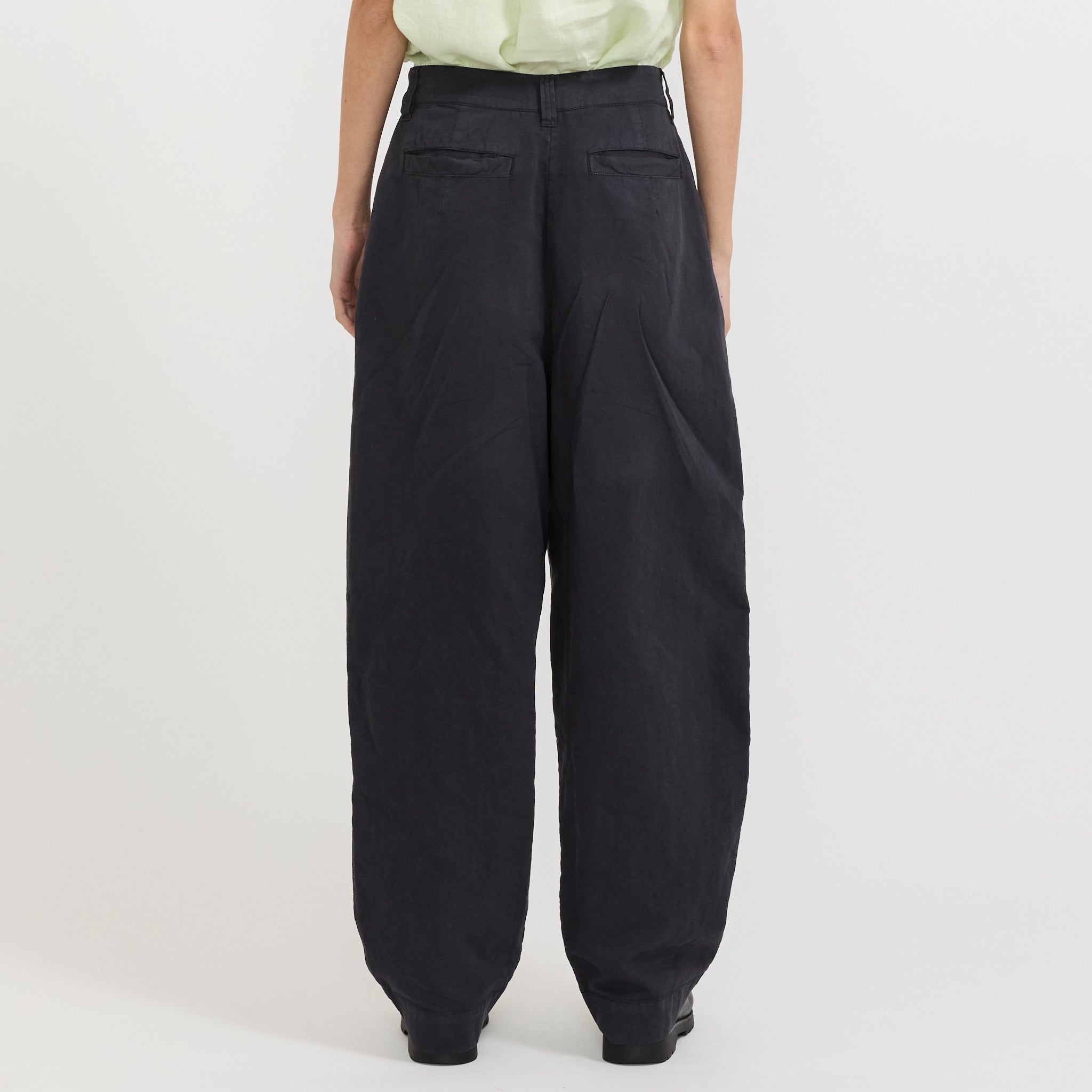 Cotton Linen Pleat Front Trousers Slate