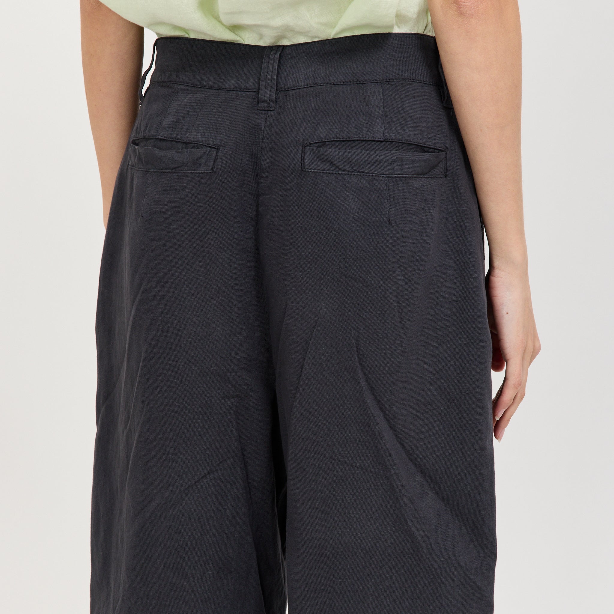 Cotton Linen Pleat Front Trousers Slate