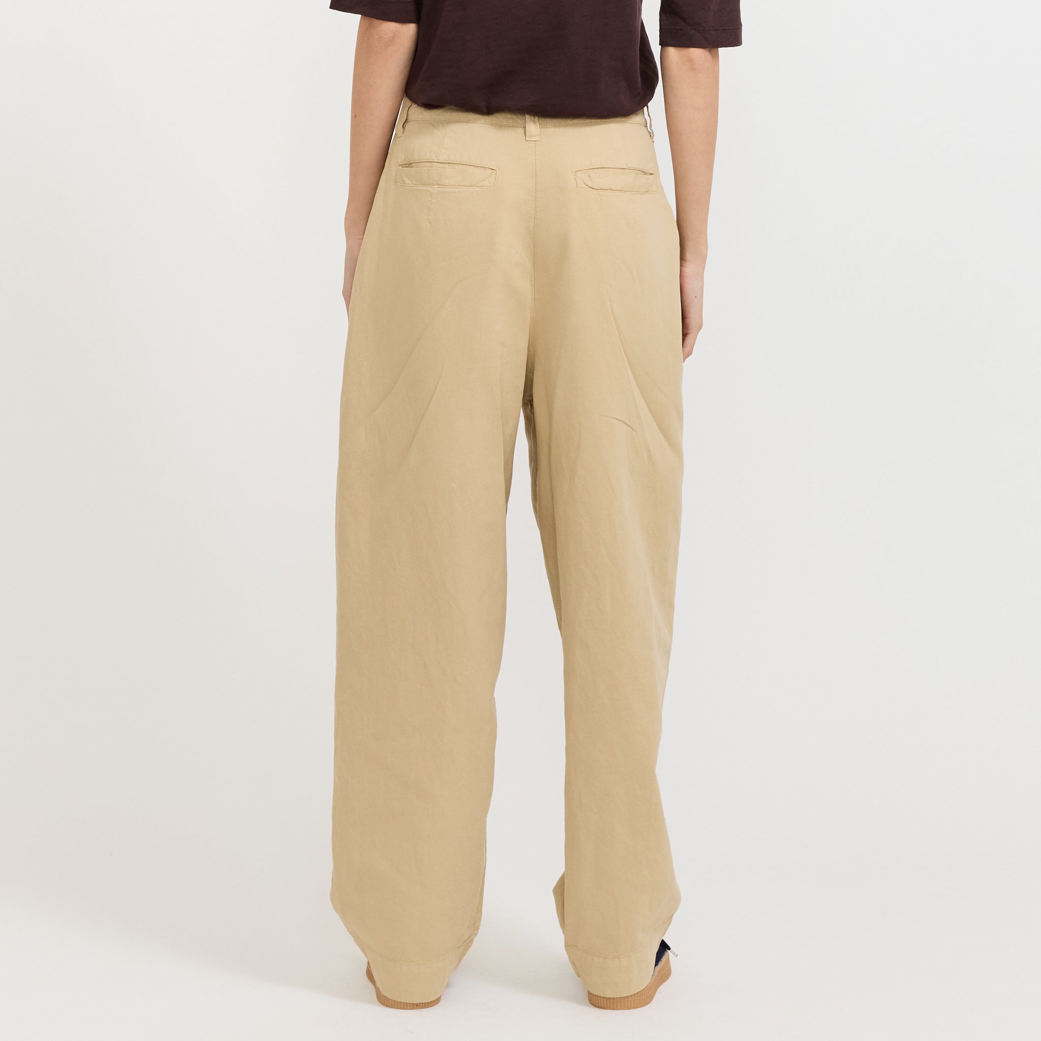 Cotton Linen Pleat Front Trousers Whey