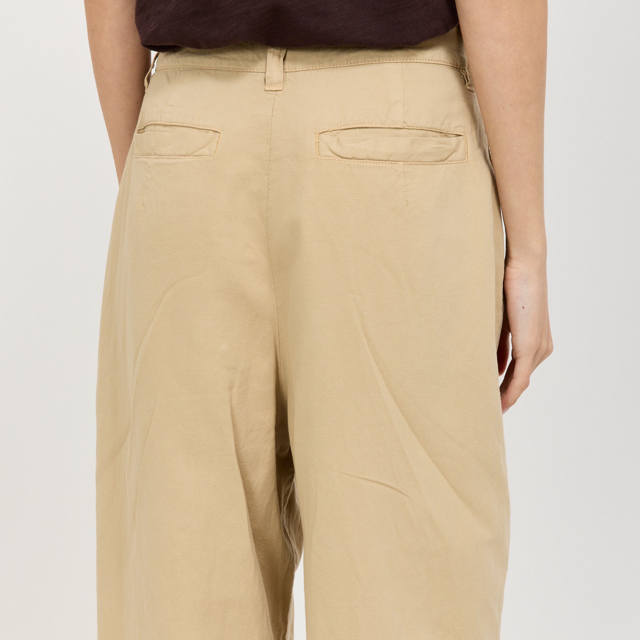 Cotton Linen Pleat Front Trousers Whey