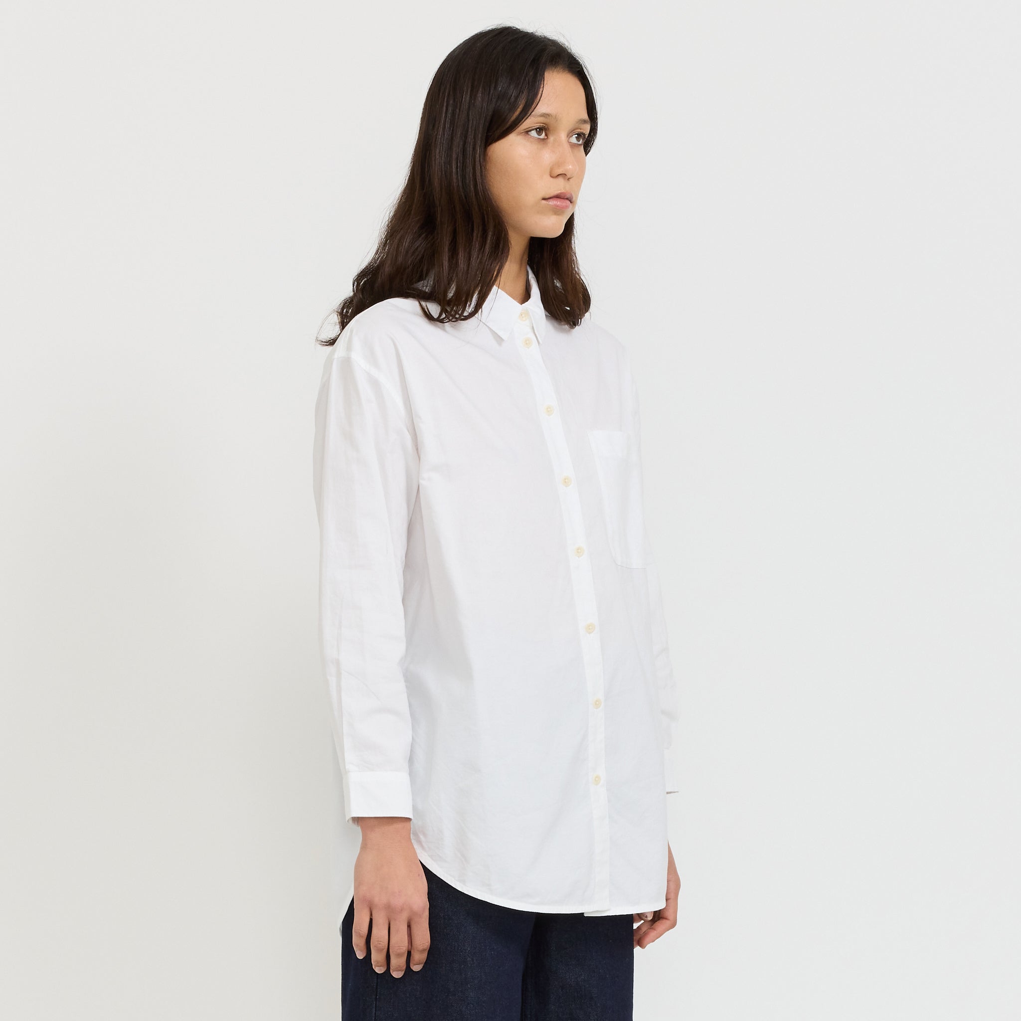 Cotton Oxford Oversized Long Shirt White