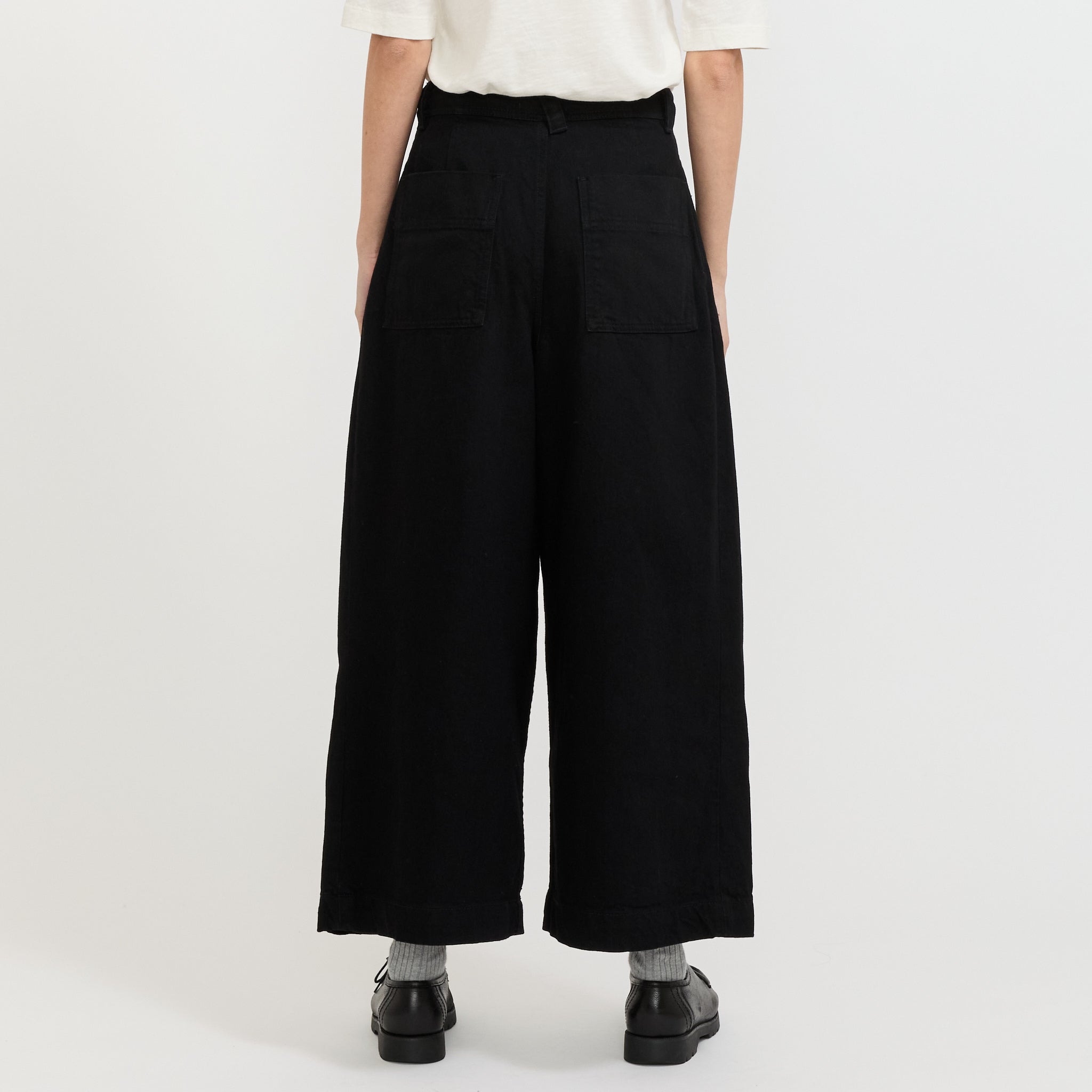 Denim Pleat Front Trousers Carbon Black