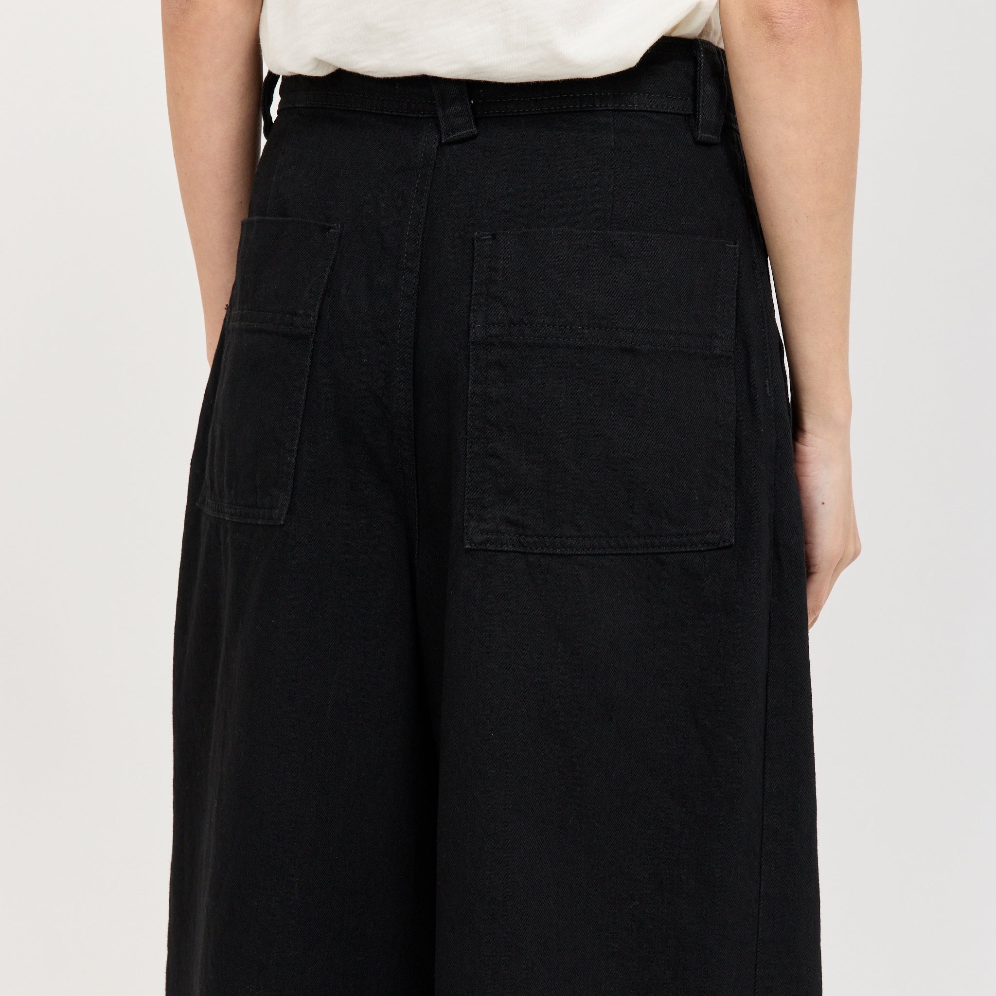 Denim Pleat Front Trousers Carbon Black