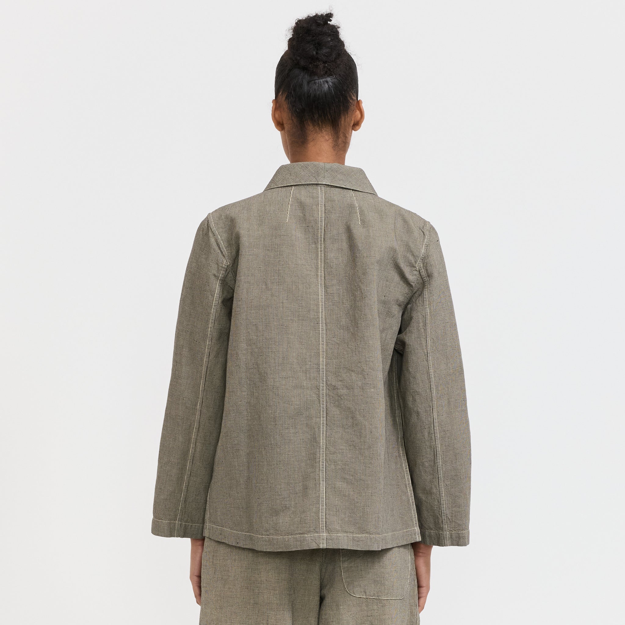 Toast | Hal Micro Houndstooth Cotton/Linen Workwear Jacket Vintage White | Maplestore