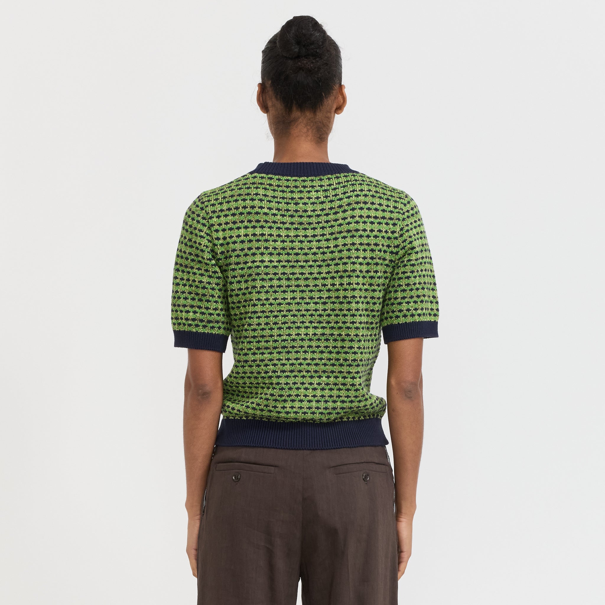 Toast | Jacquard Knitted Cotton Top Green Multi | Maplestore