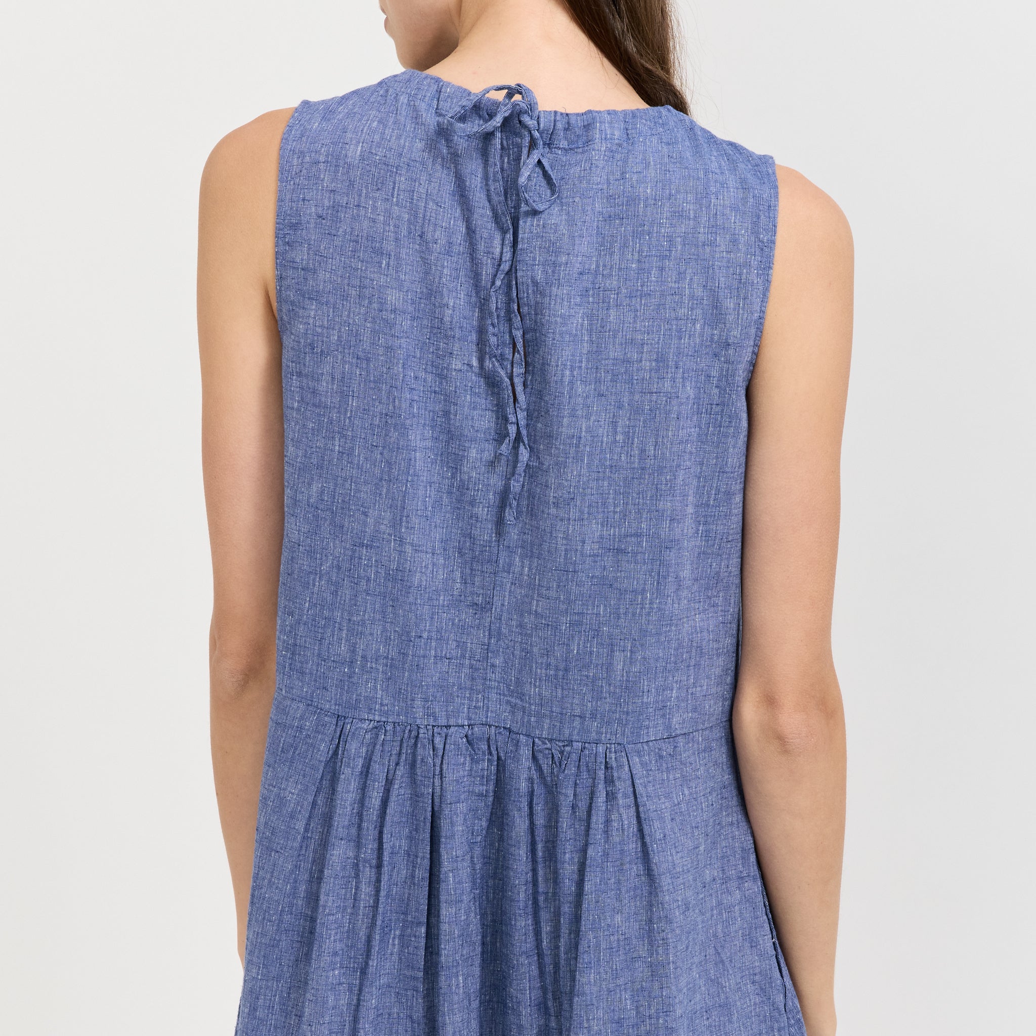 Martha Cotton Linen Chambray Dress Chambray Blue