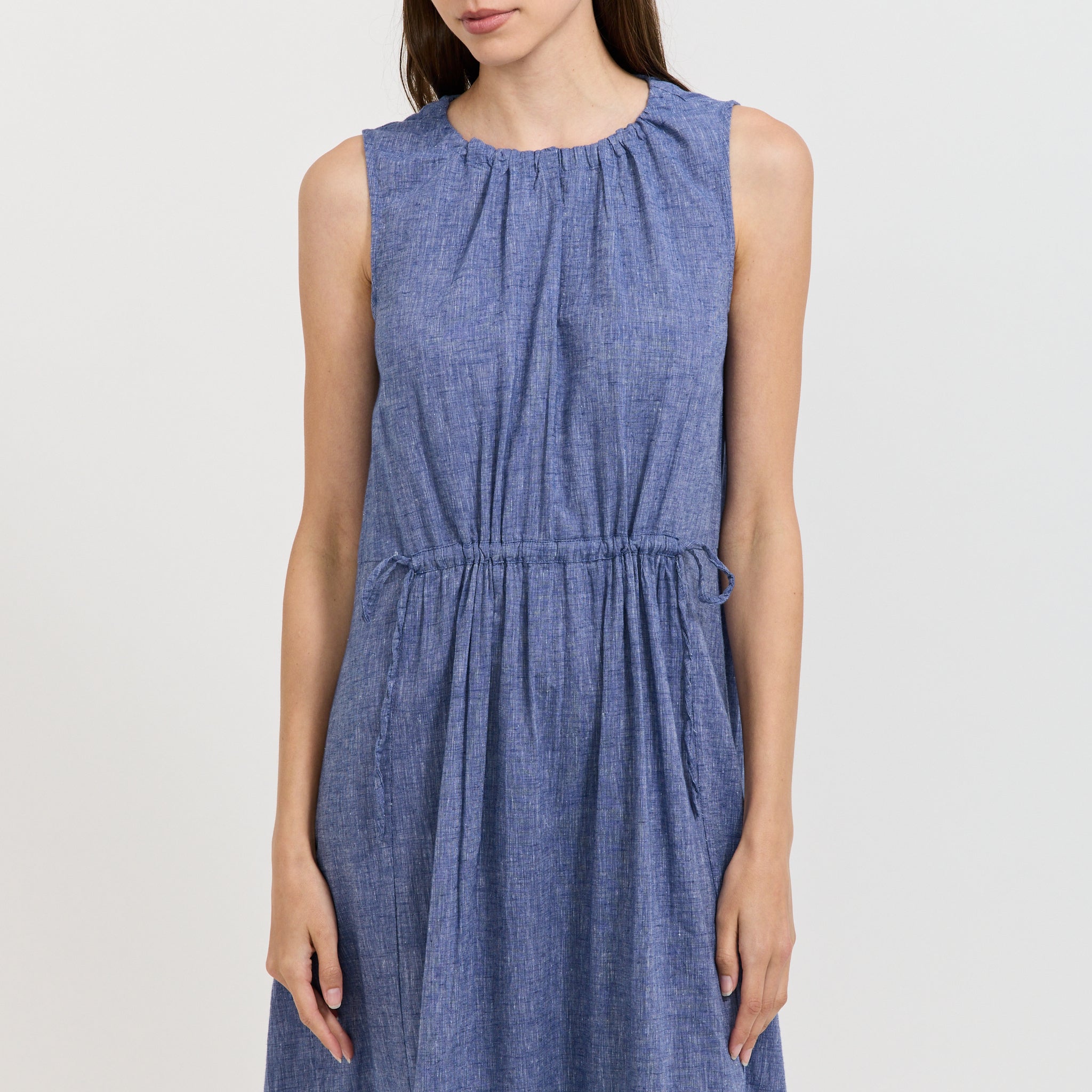 Martha Cotton Linen Chambray Dress Chambray Blue