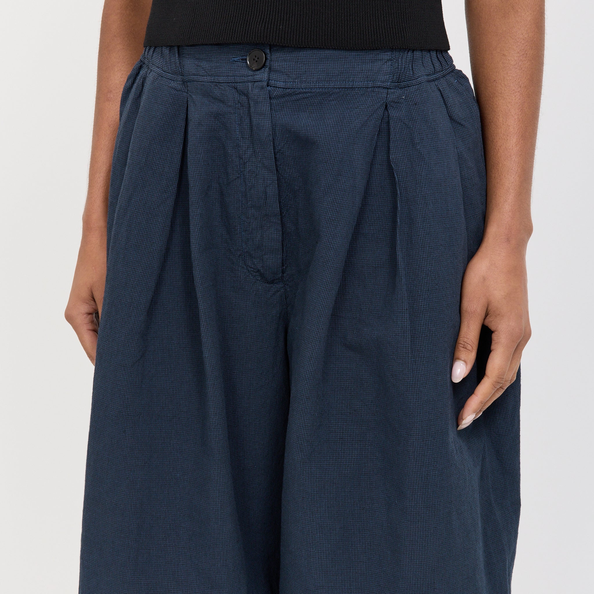 Toast | Micro Houndstooth Wide Leg Trousers Steel Blue | Maplestore