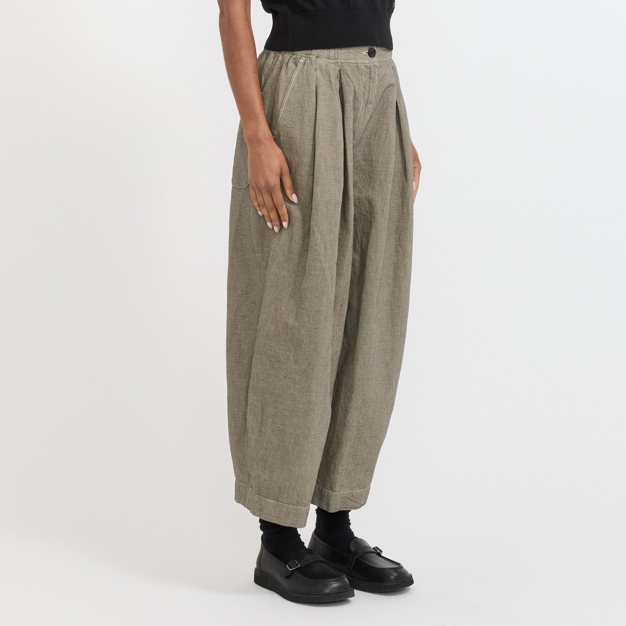 Toast | Micro Houndstooth Wide Leg Trousers Vintage White | Maplestore