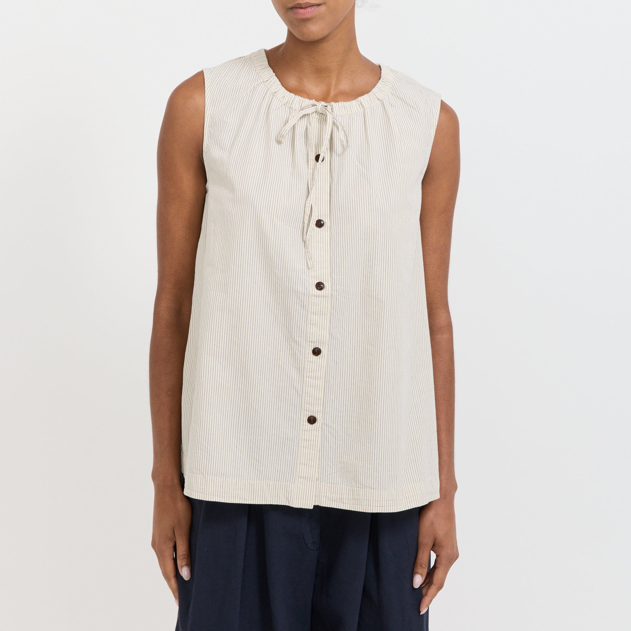 Toast | Mini Stripe Cotton Top Sunwashed Blue | Maplestore