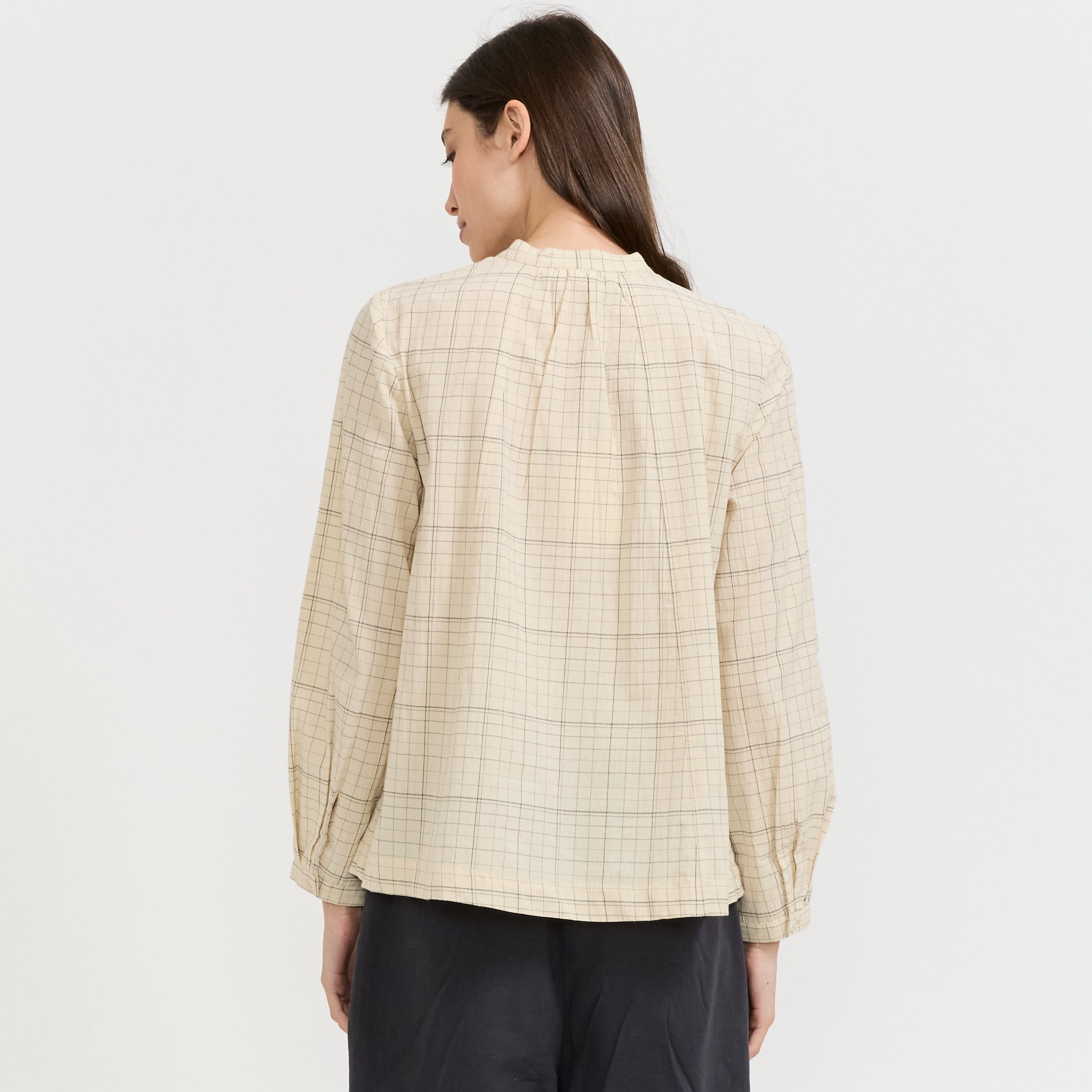 Page Check Cotton Swingy Shirt Ecru/Black