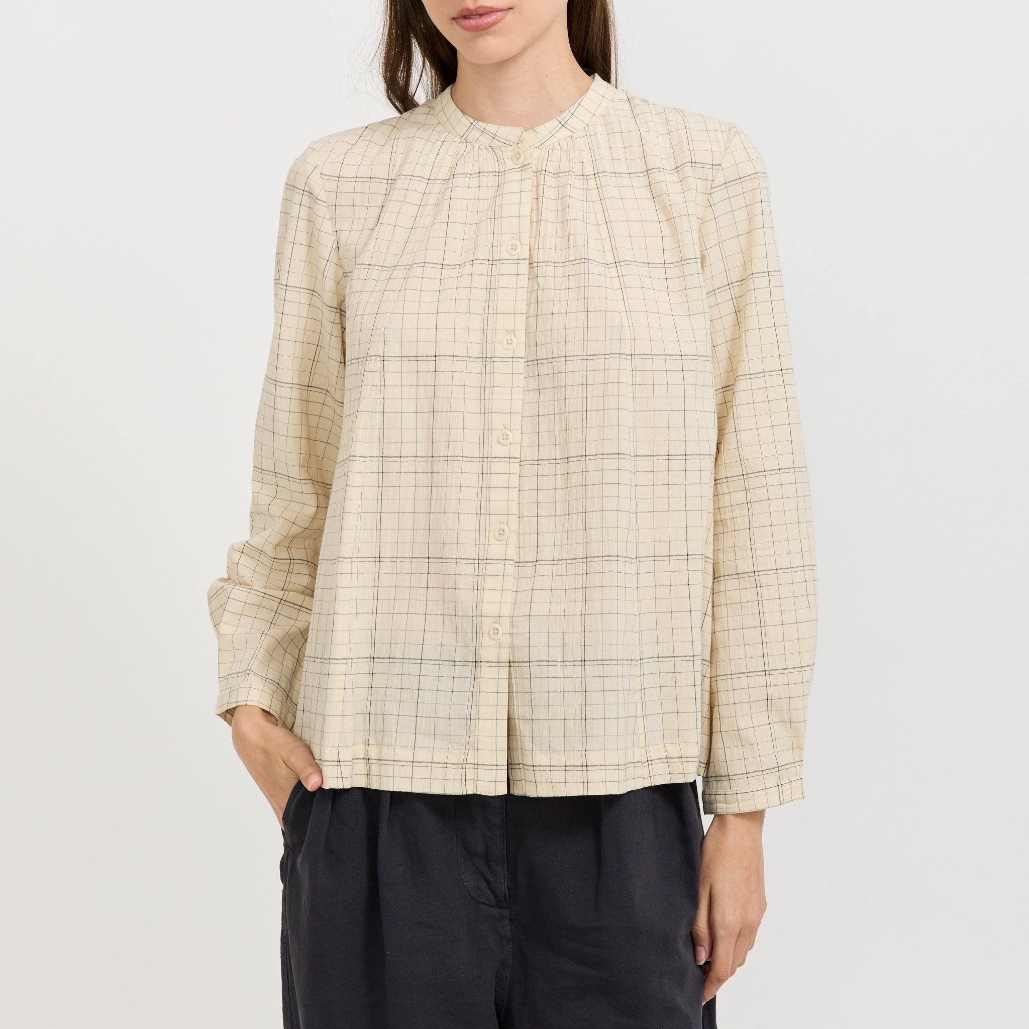 Page Check Cotton Swingy Shirt Ecru/Black