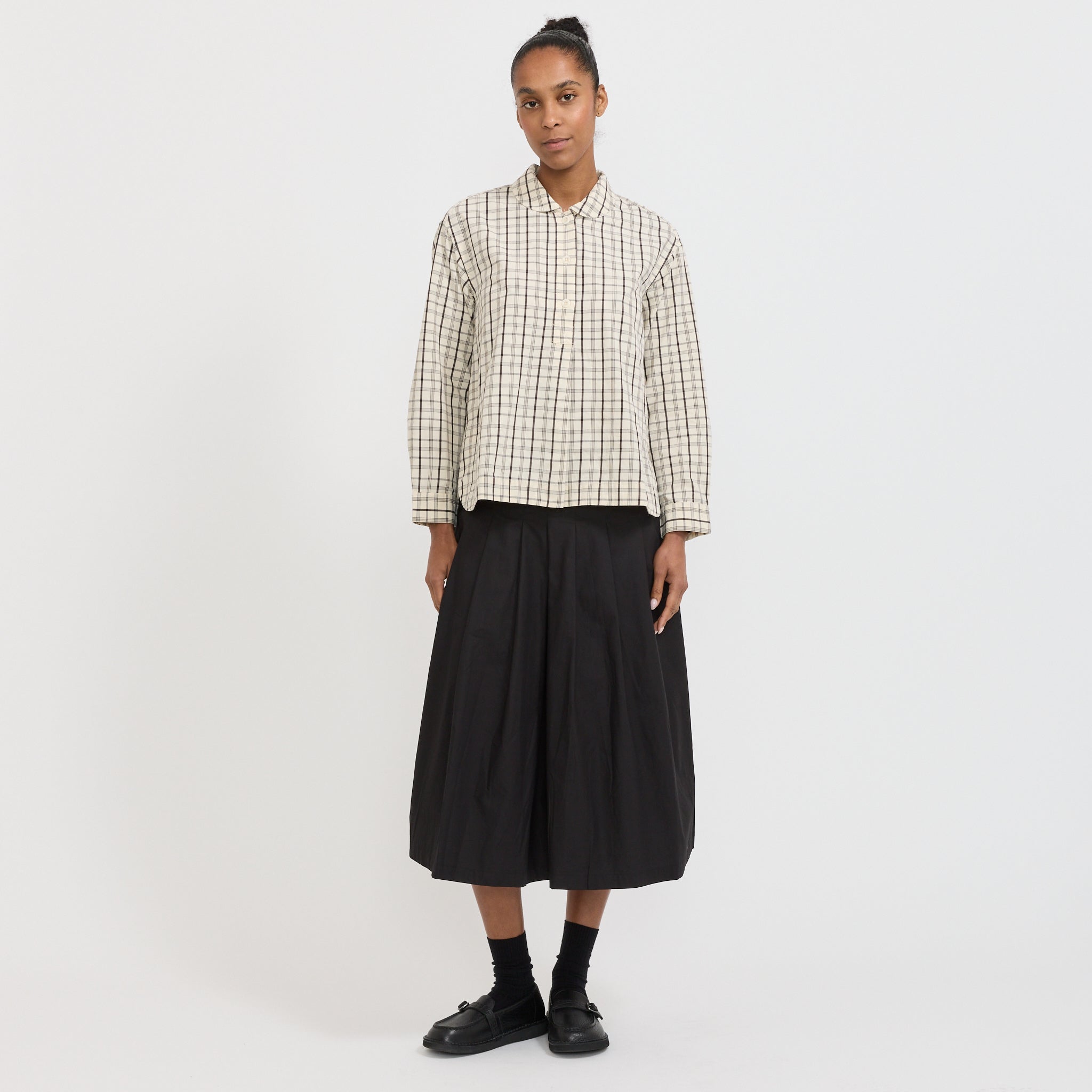 Toast | Half Placket Check Cotton Shirt Ecru/Rich Soil | Maplestore