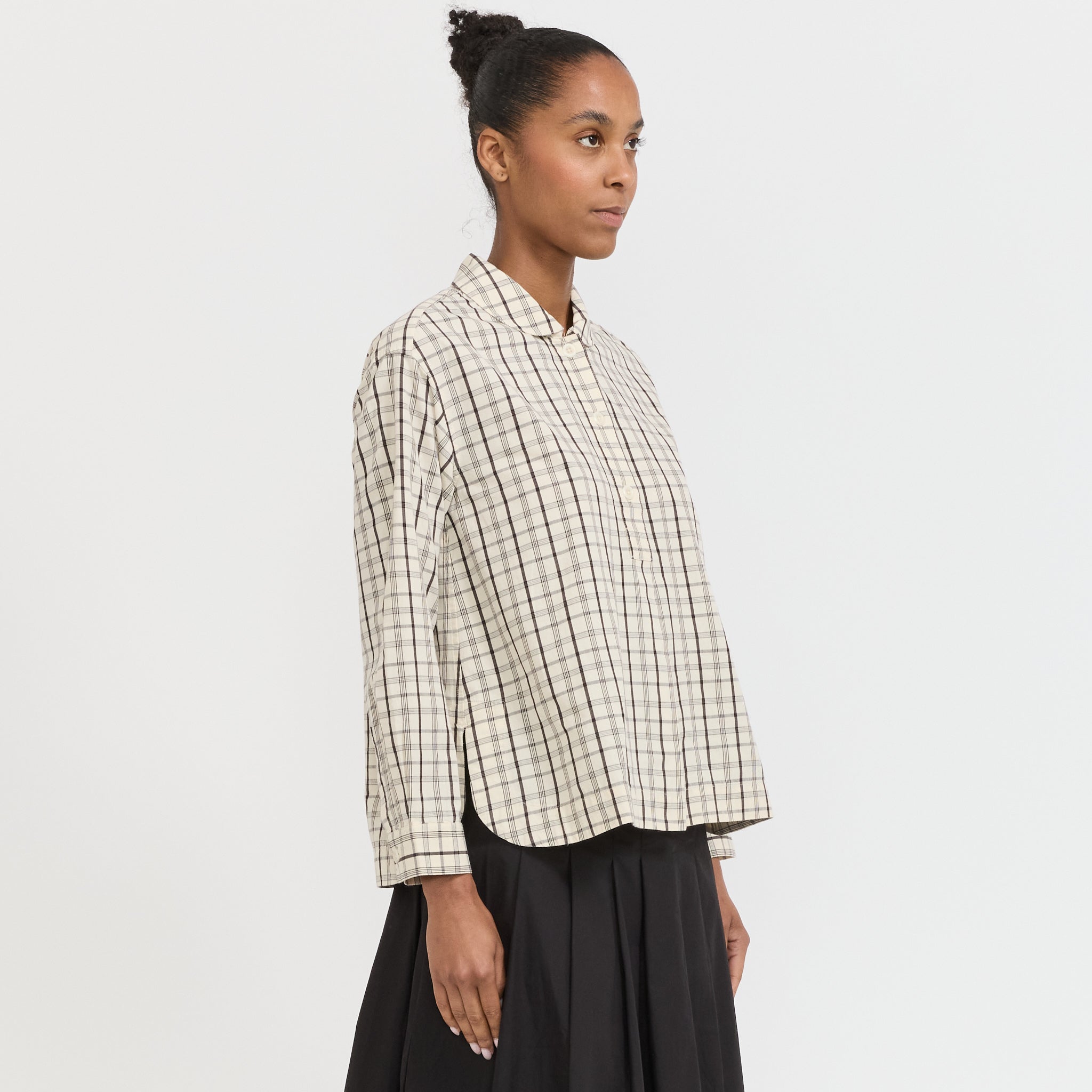 Toast | Half Placket Check Cotton Shirt Ecru/Rich Soil | Maplestore
