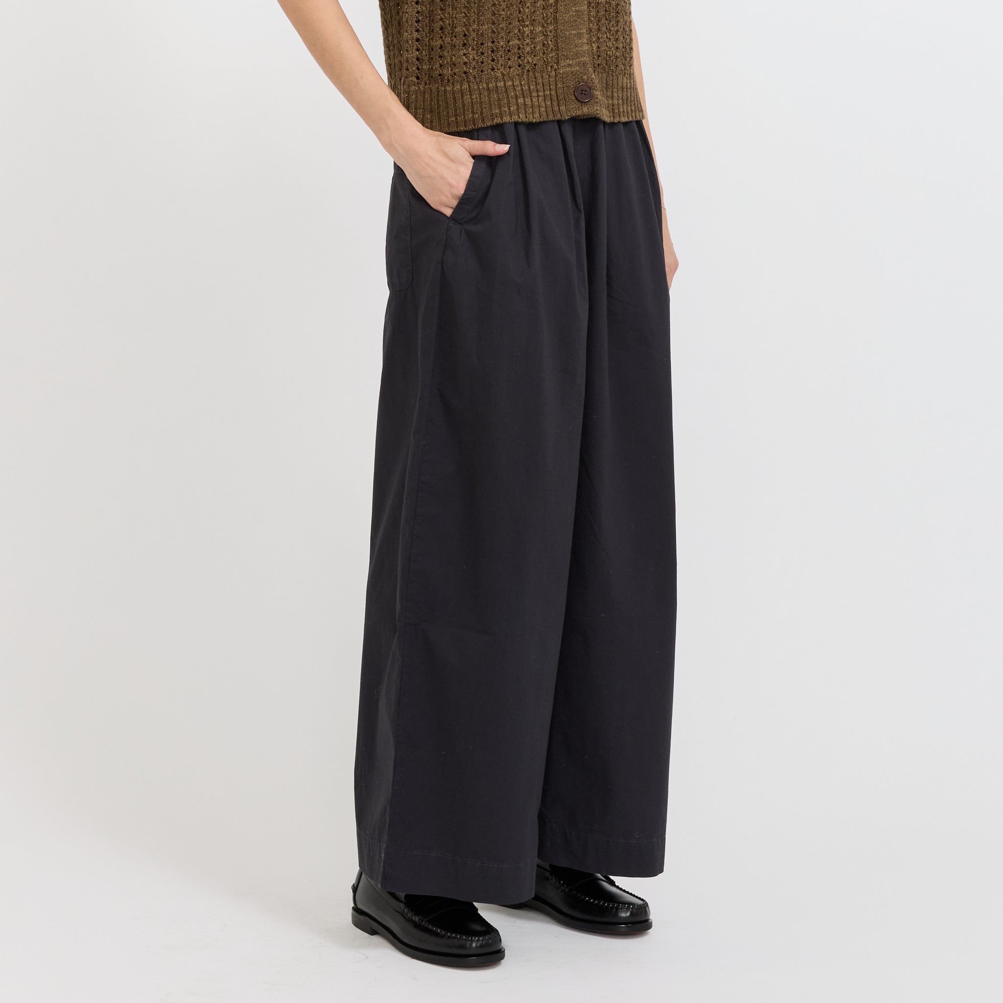 Toast | Pleated Pull On Cotton Poplin Trousers Slate | Maplestore
