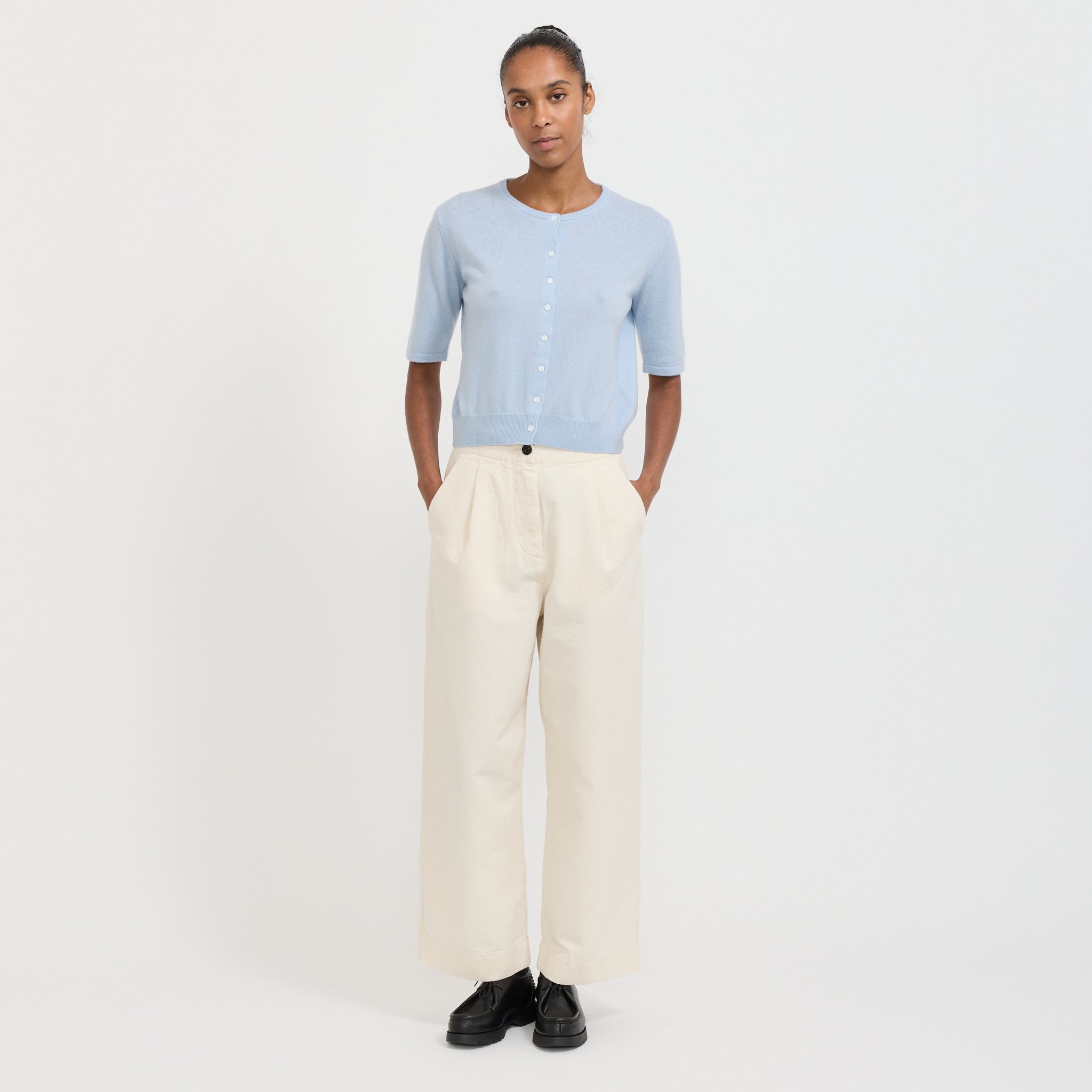 Toast | Pleat Front Cotton Twill Trousers Natural | Maplestore