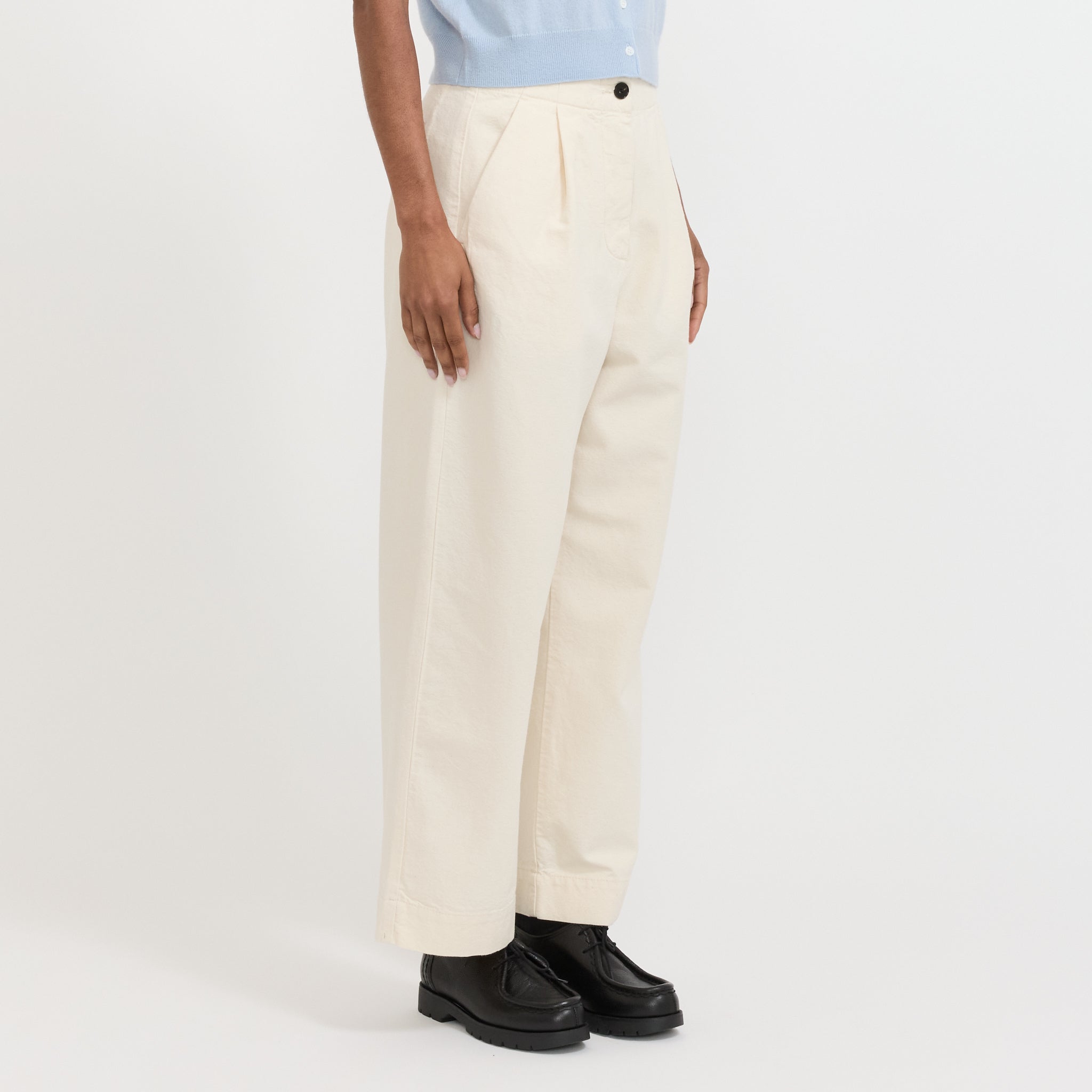 Toast | Pleat Front Cotton Twill Trousers Natural | Maplestore