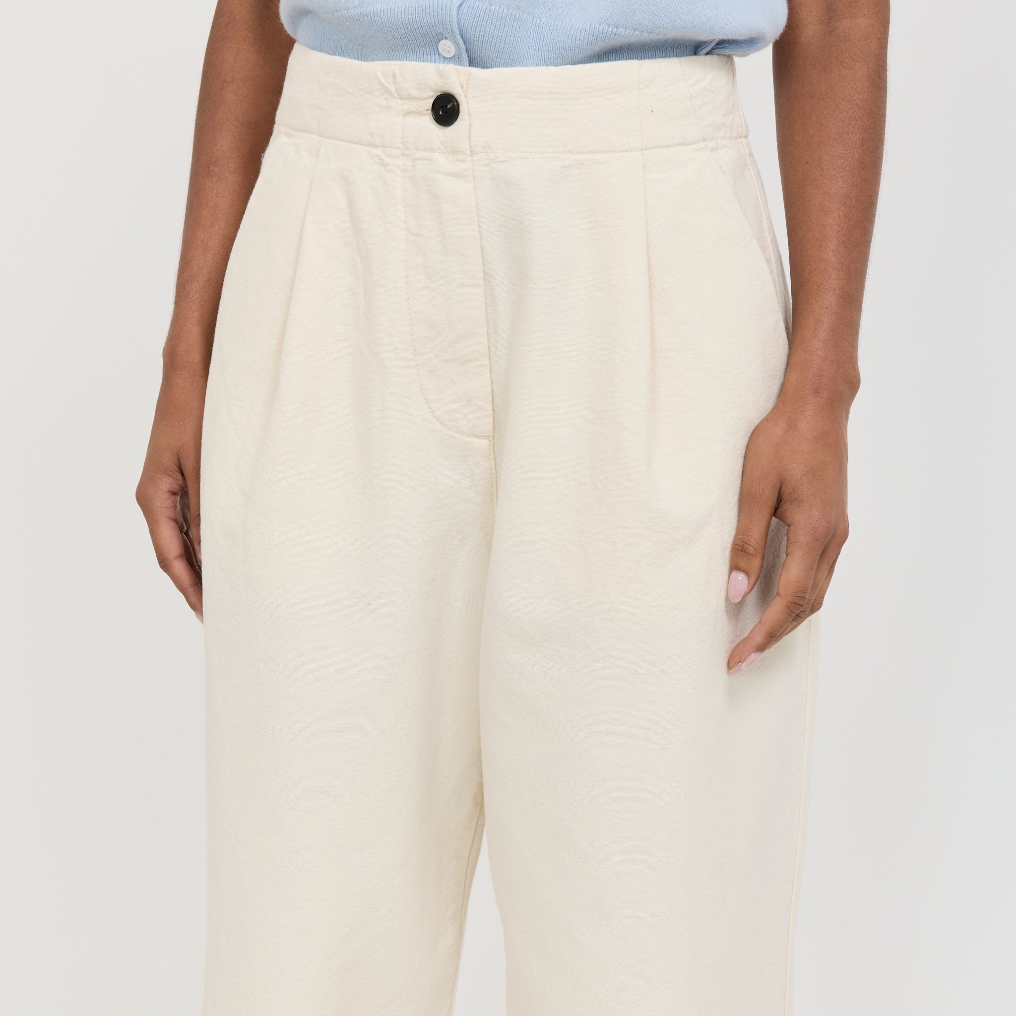 Toast | Pleat Front Cotton Twill Trousers Natural | Maplestore