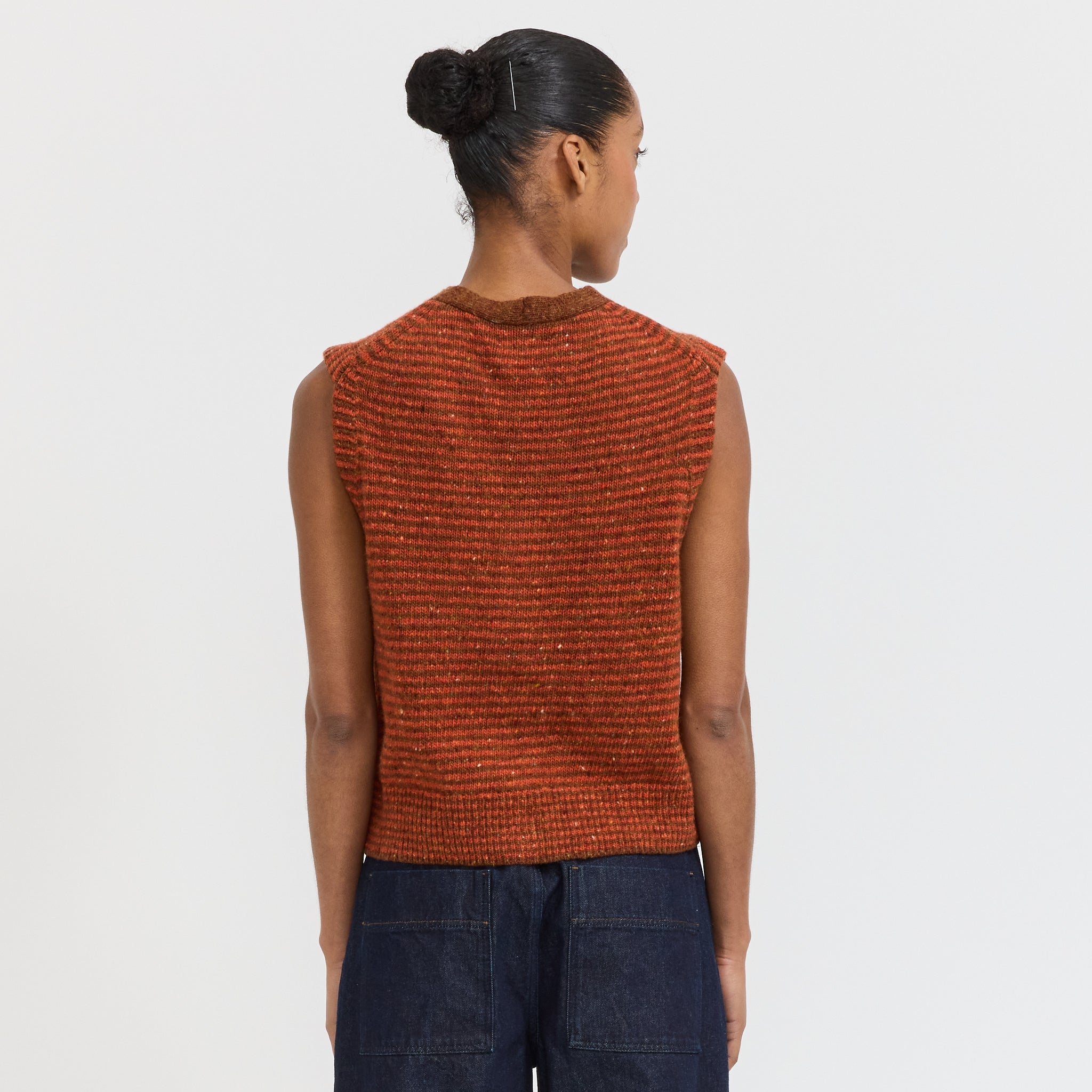 Striped Donegal V Neck Tank Brick/Red Clay