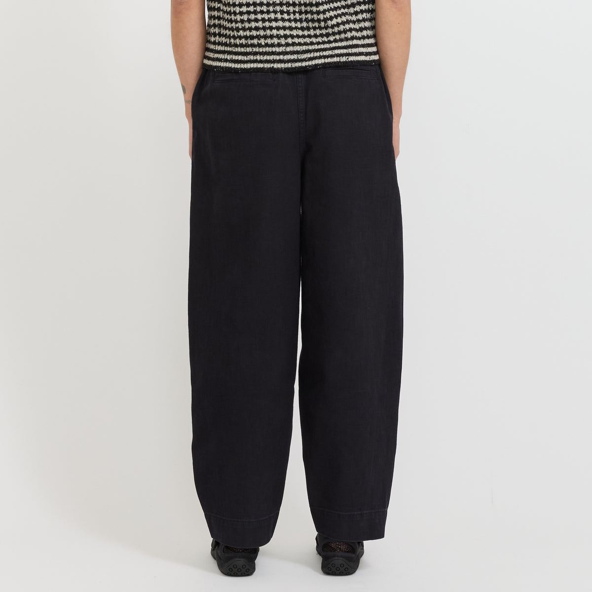 Cotton Twill Pull On Trousers Blue Black