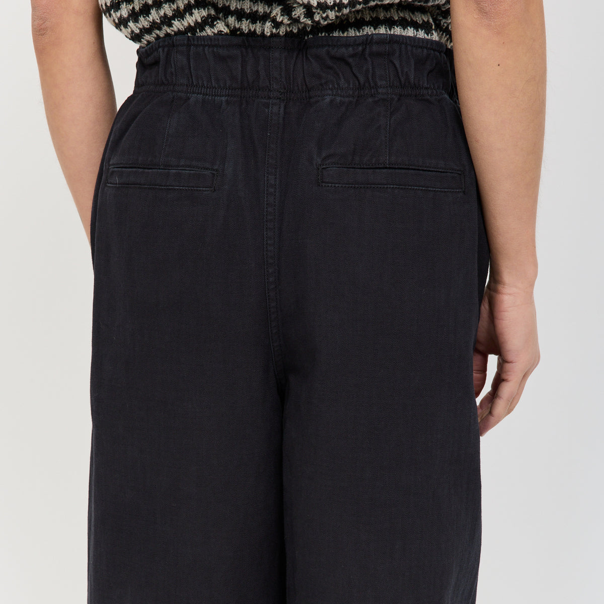 Cotton Twill Pull On Trousers Blue Black