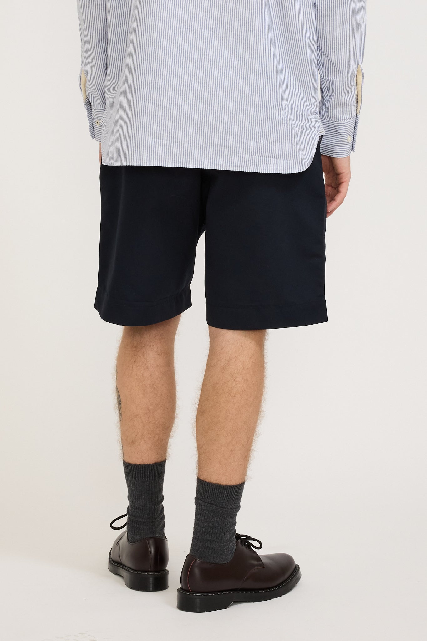 Universal Works | Pleated Track Short Brushed Polytech Navy | Maplestore