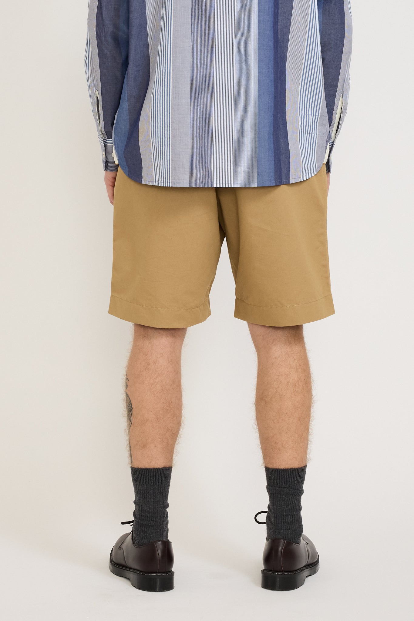 Universal Works | Pleated Track Short Brushed Polytech Sand | Maplestore