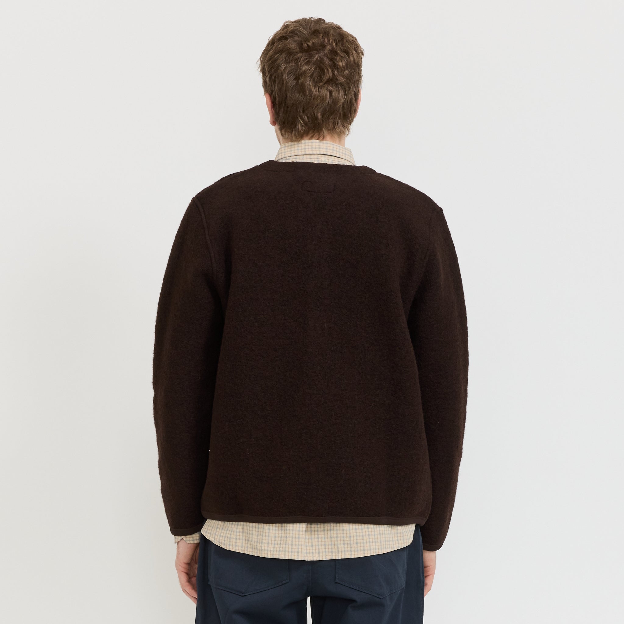 Wool Fleece Cardigan Brown