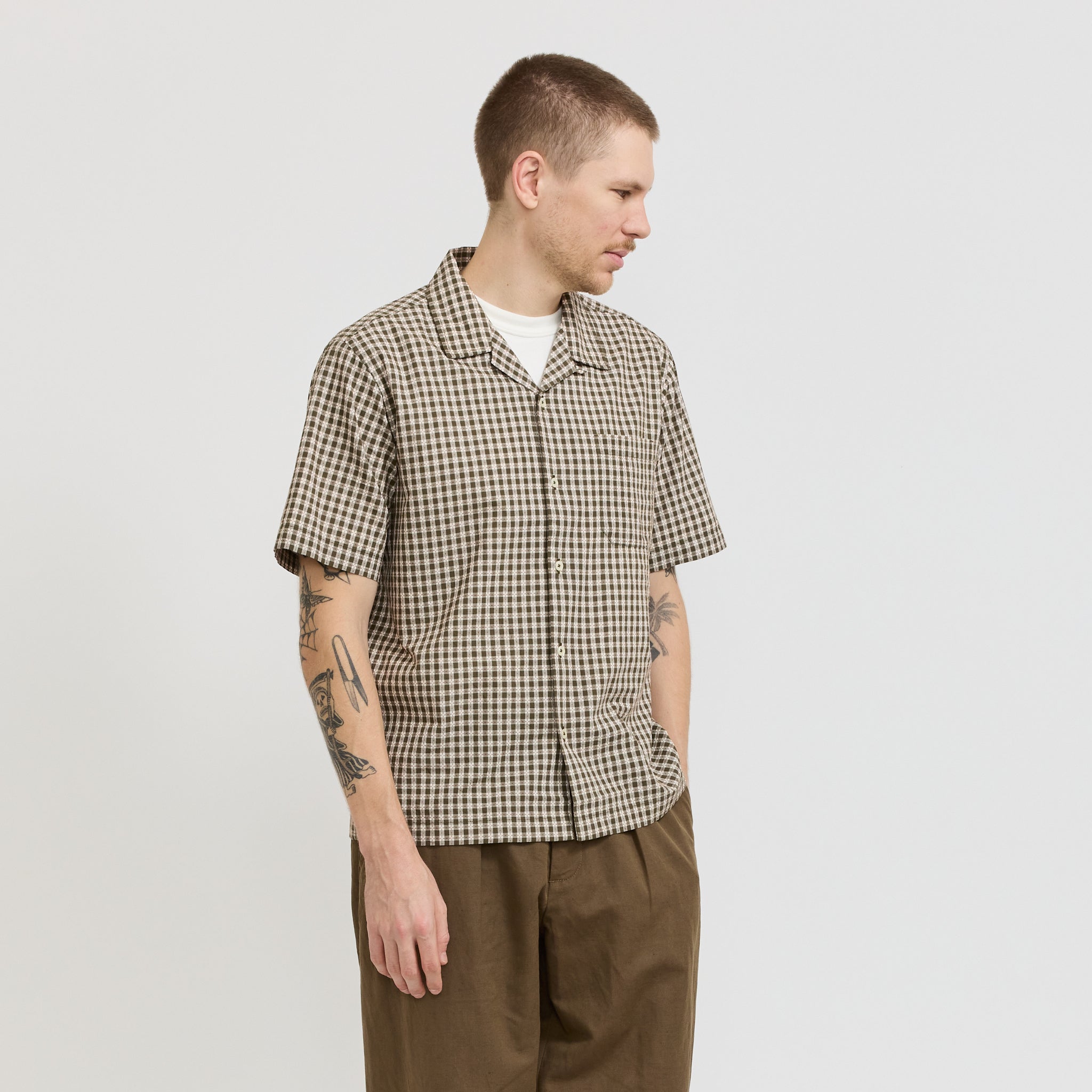 Road Shirt Dobby Check Olive