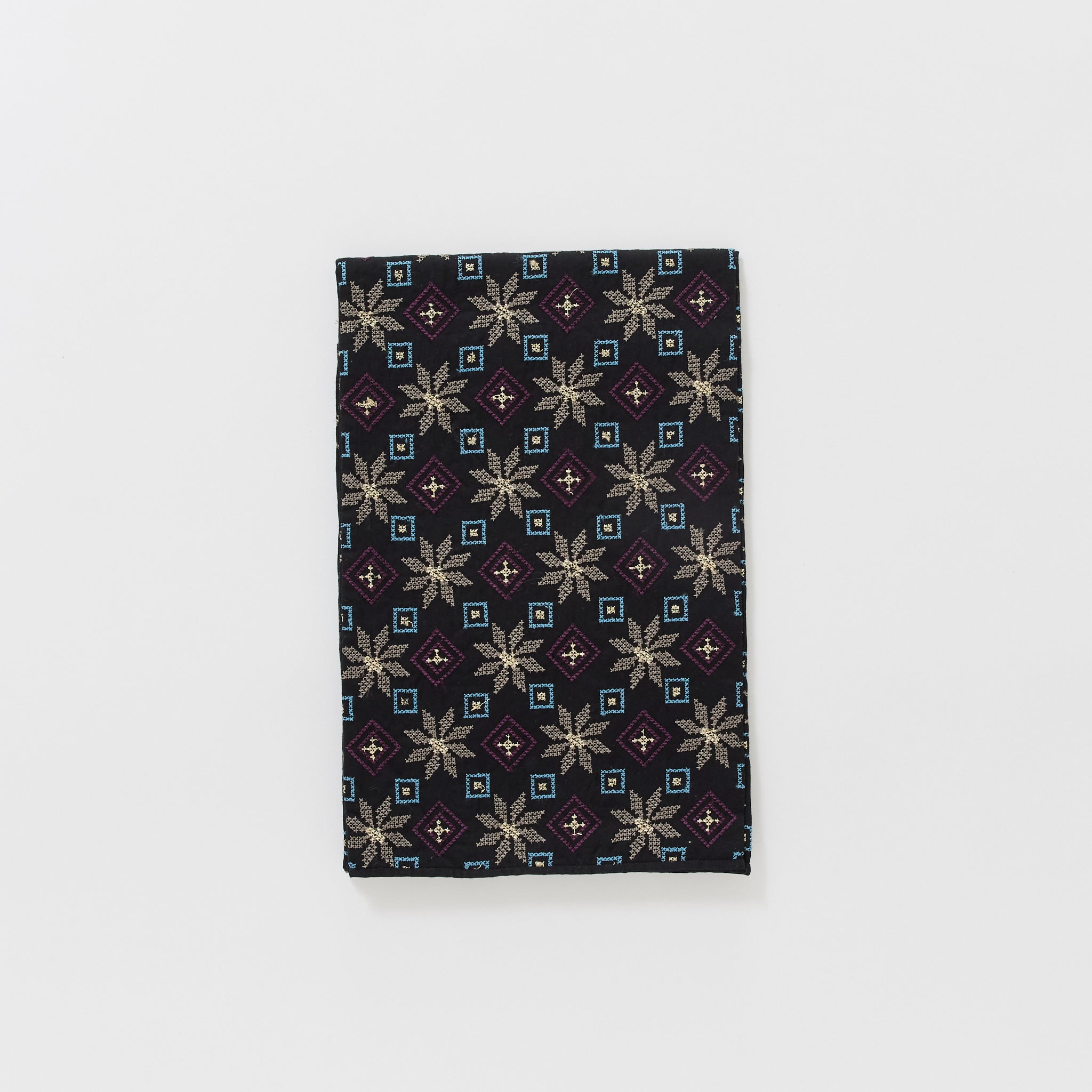 Embroidery Scarf Cotton Satin Black