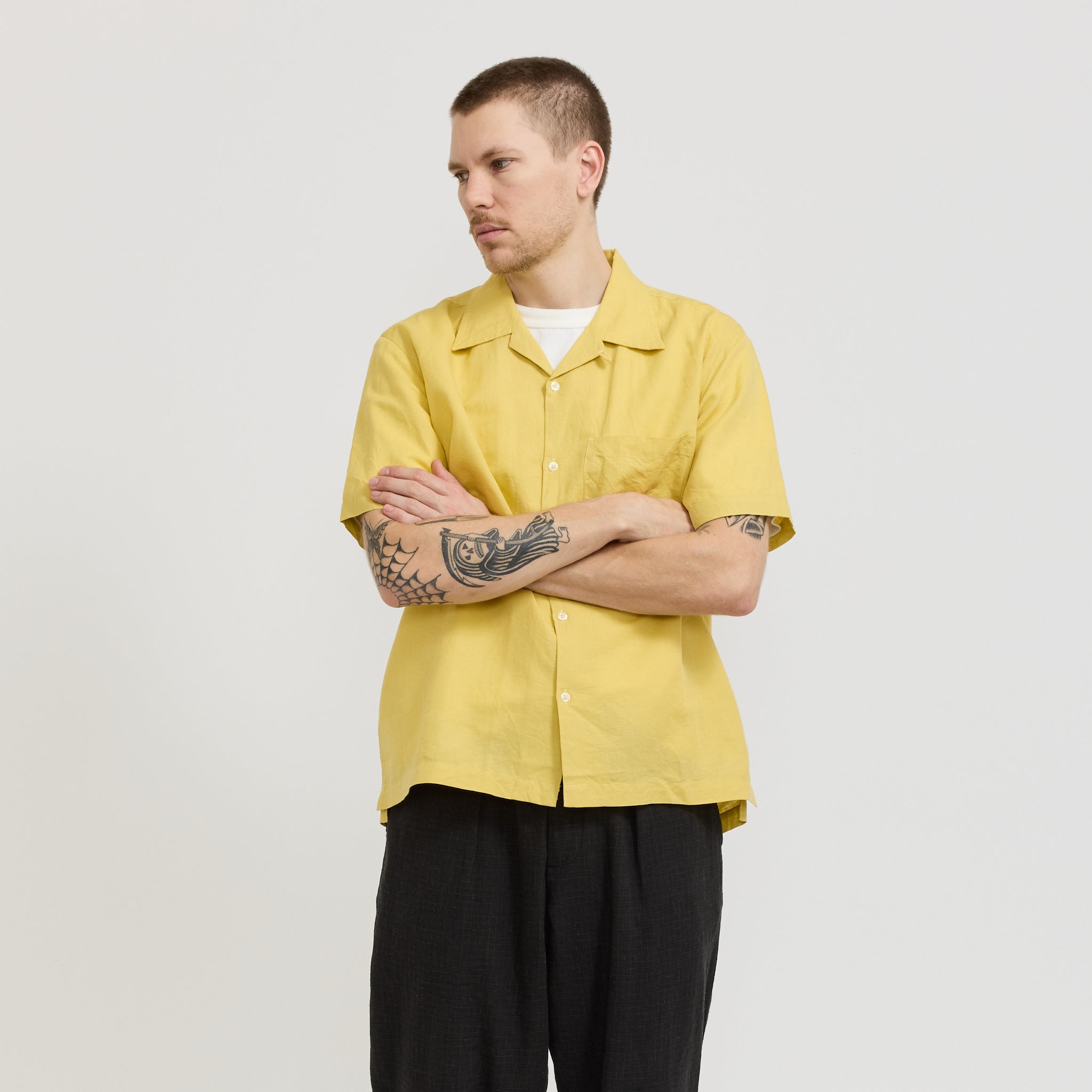Camp Shirt Linen Cotton Shirting Lemon