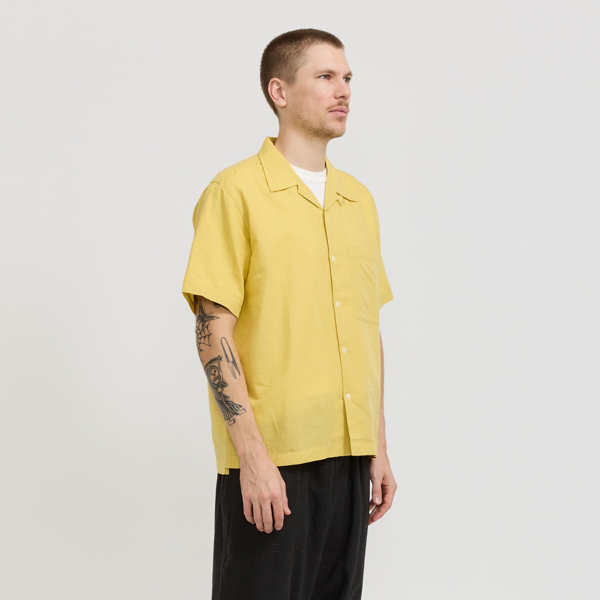 Camp Shirt Linen Cotton Shirting Lemon