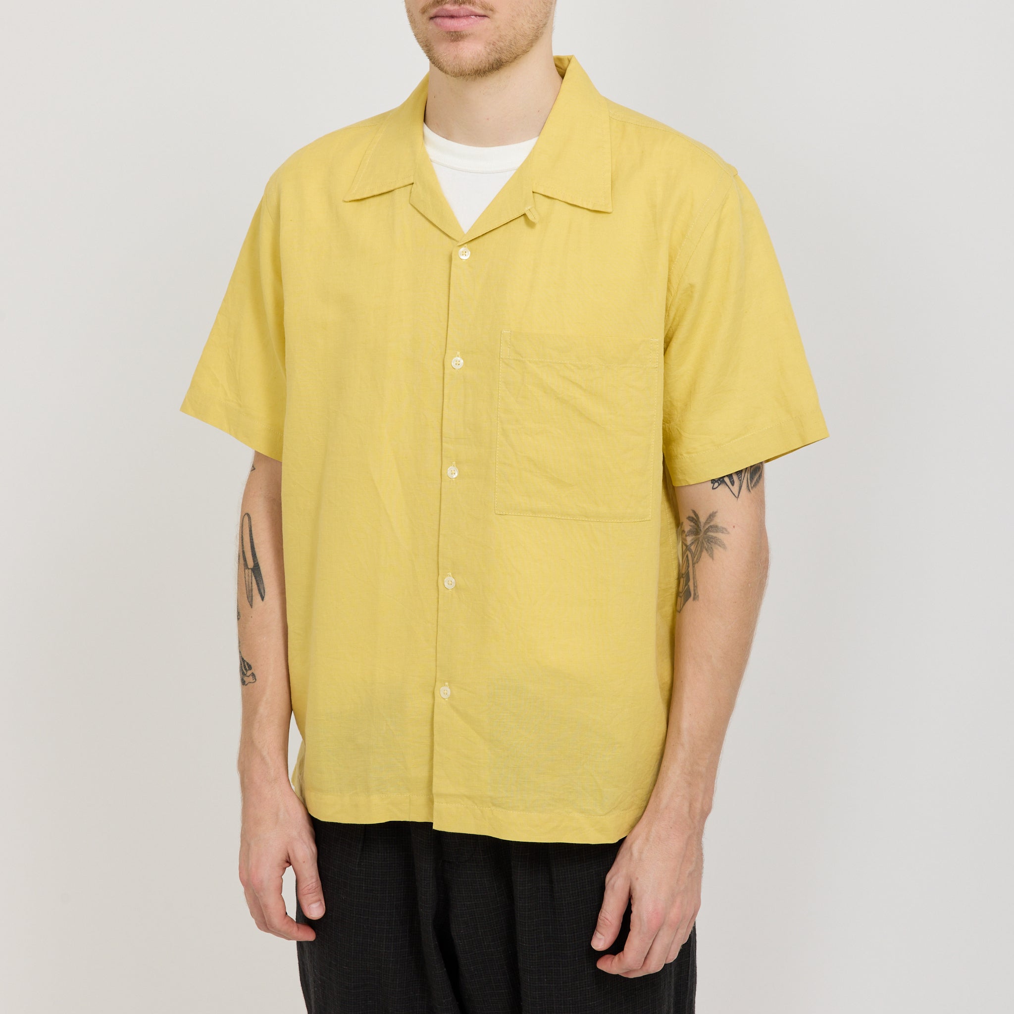 Camp Shirt Linen Cotton Shirting Lemon