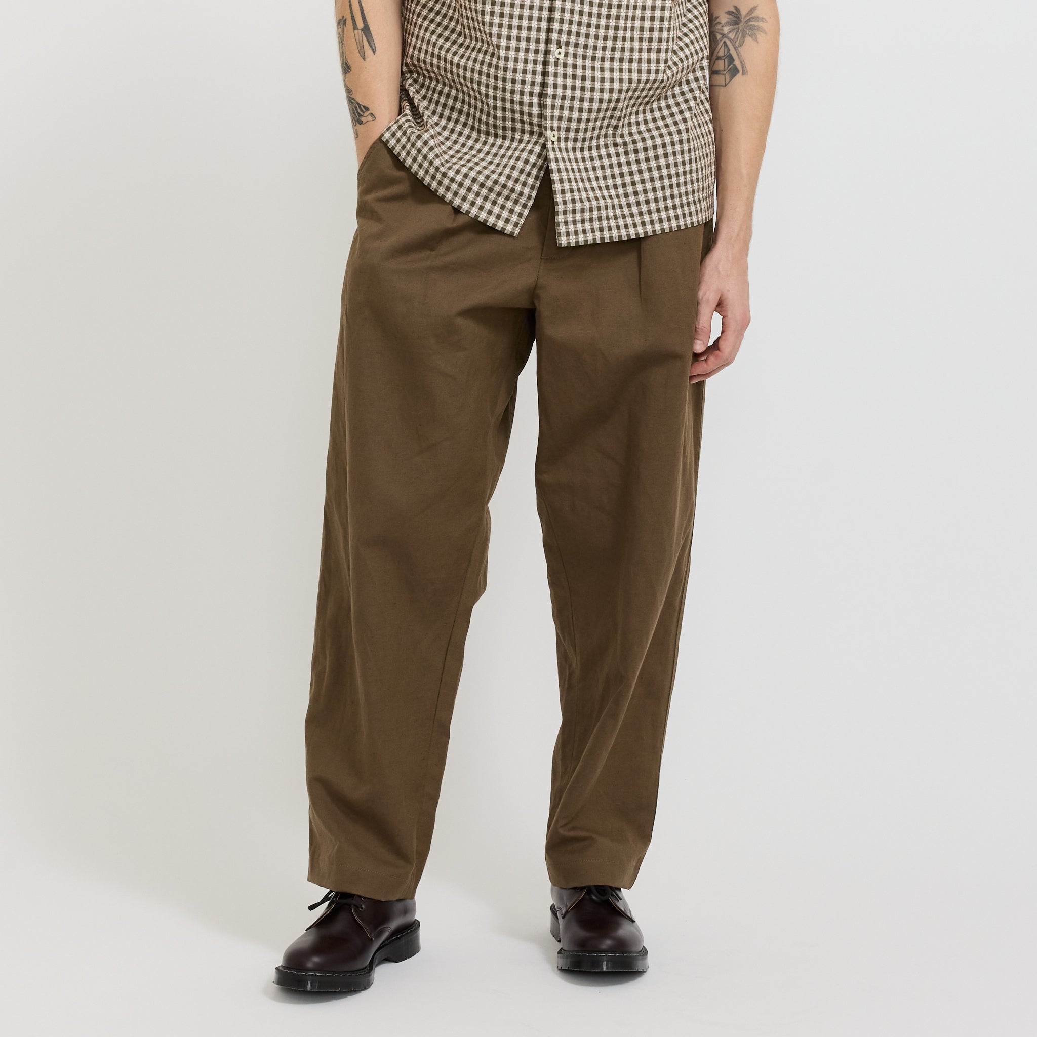 Oxford Pant Linen Slub Weave Khaki